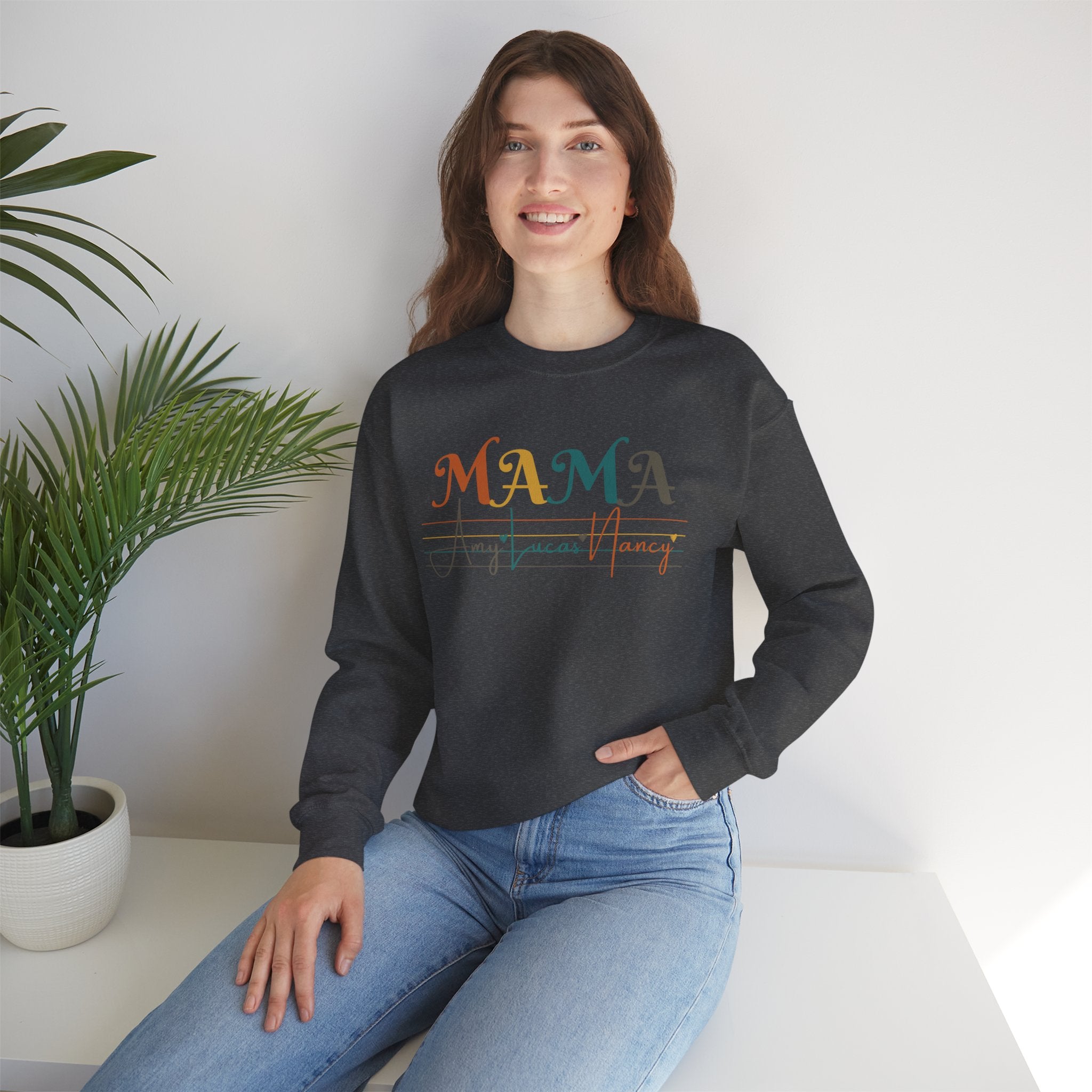 Custom Mama Sweatshirt with Kids Names, Personalized Mom Hoodie, Minimalist Mom Crewneck, Mothers Day Gift, New Mom Gift