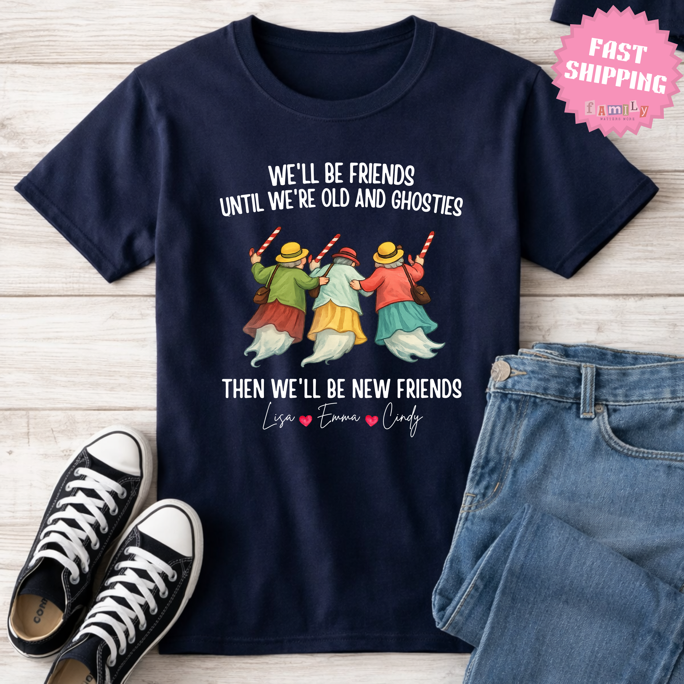 Personalized Friendship Shirt, Old Friends - Best Friends Gift, Besties Tee, Comfort colors best friens shirts with names