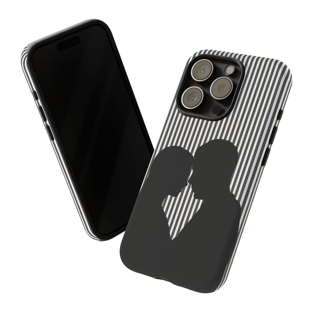 Silhouette Couple Phone Case | Galentines Day Striped Black and white phone case, Stripe Iphone case - Iphone, Samsung and Pixel Mobile case