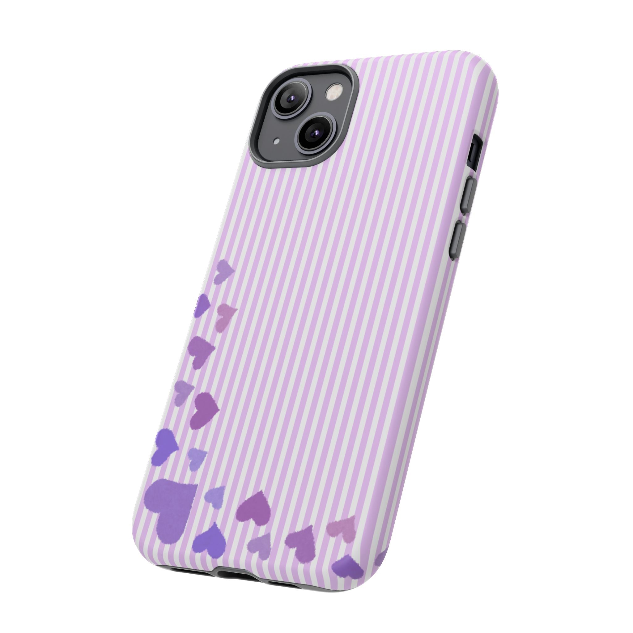 Valentines Day Striped hearts phone case, Purple Heart Floral Stripe Iphone case | Tough Cases - Iphone, Samsung and Pixel Mobile cases