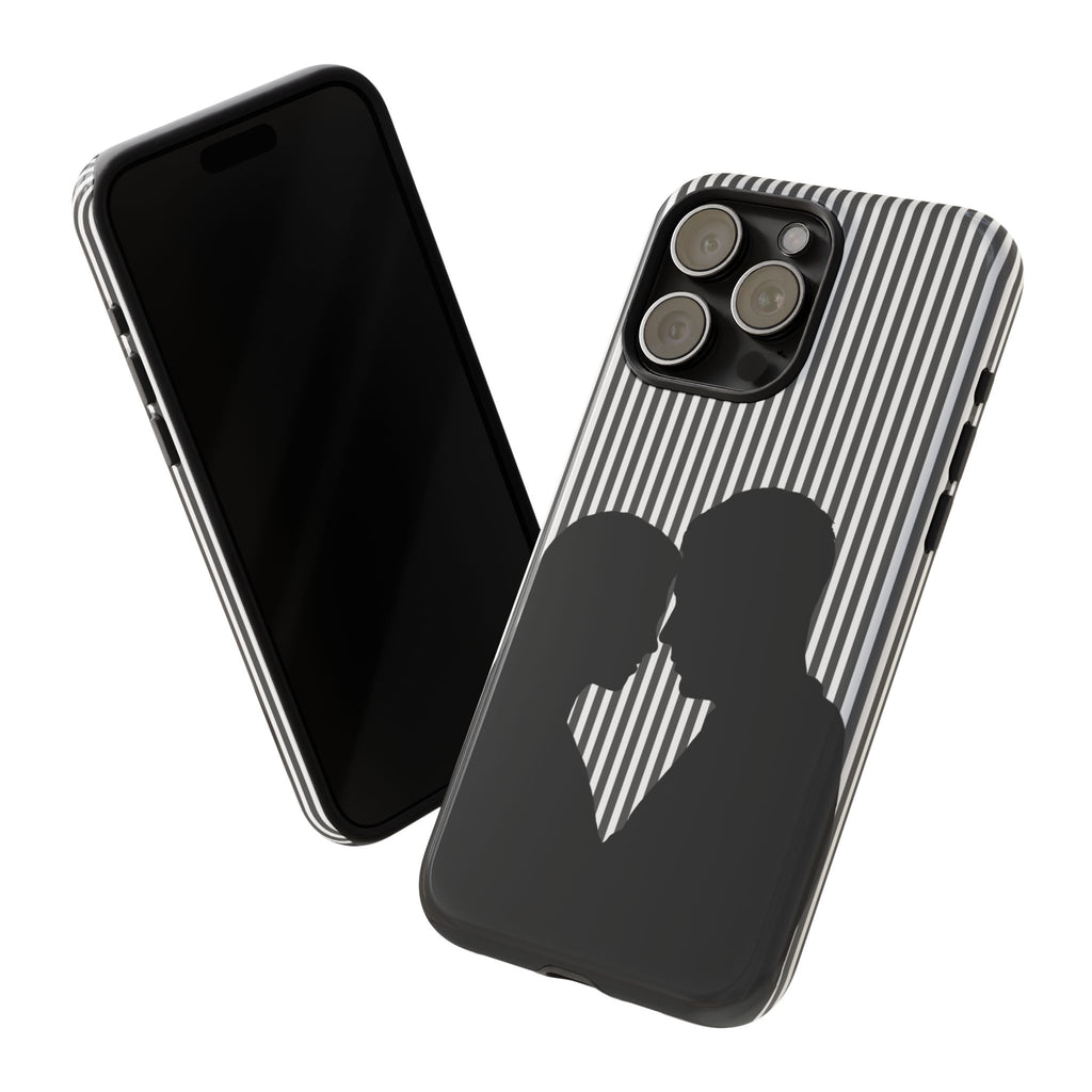 Silhouette Couple Phone Case | Galentines Day Striped Black and white phone case, Stripe Iphone case - Iphone, Samsung and Pixel Mobile case