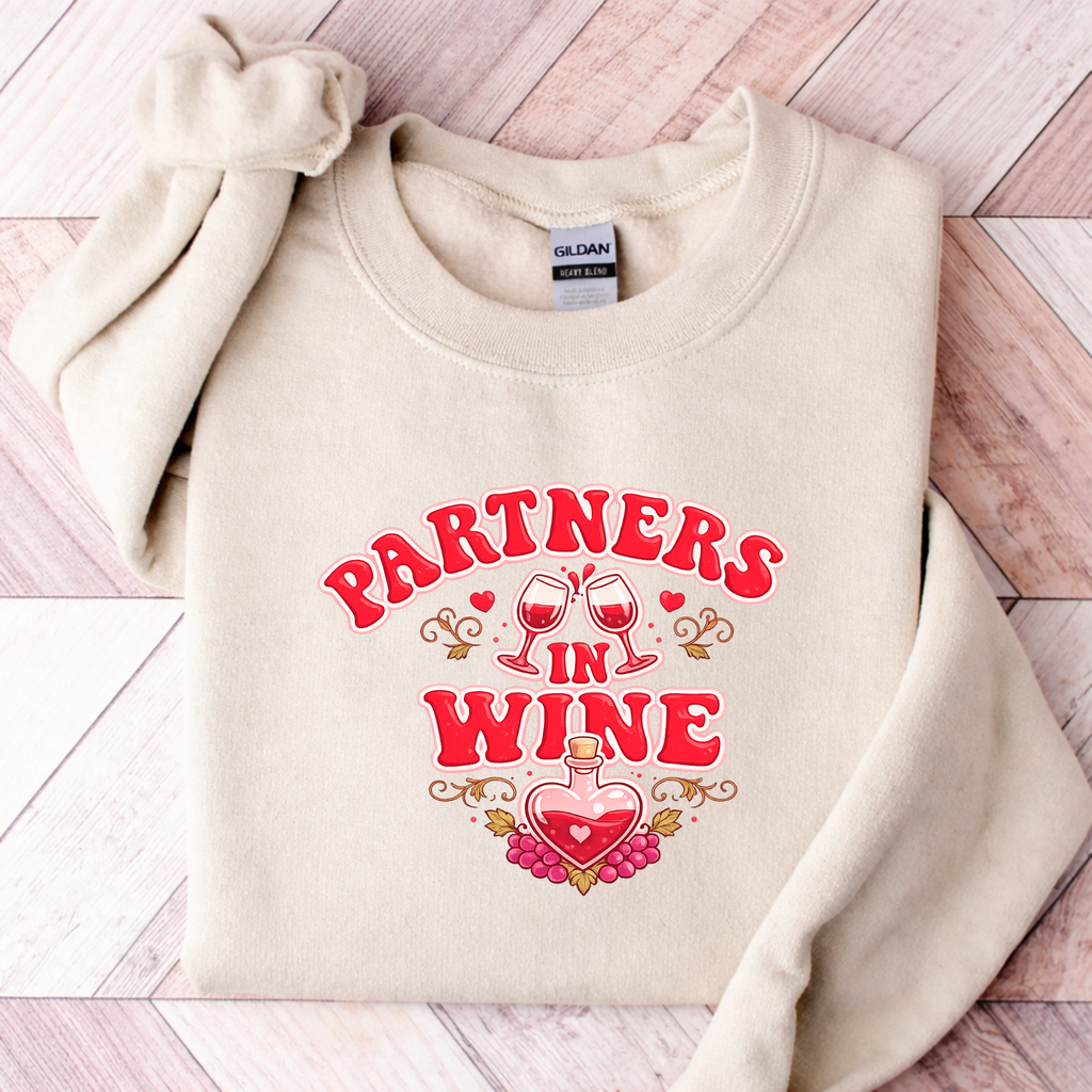 Partners in Wine Matching Crewneck Sweatshirt, BFF Outfit Oversized Sweatshirt, Best Friend Duo Gift