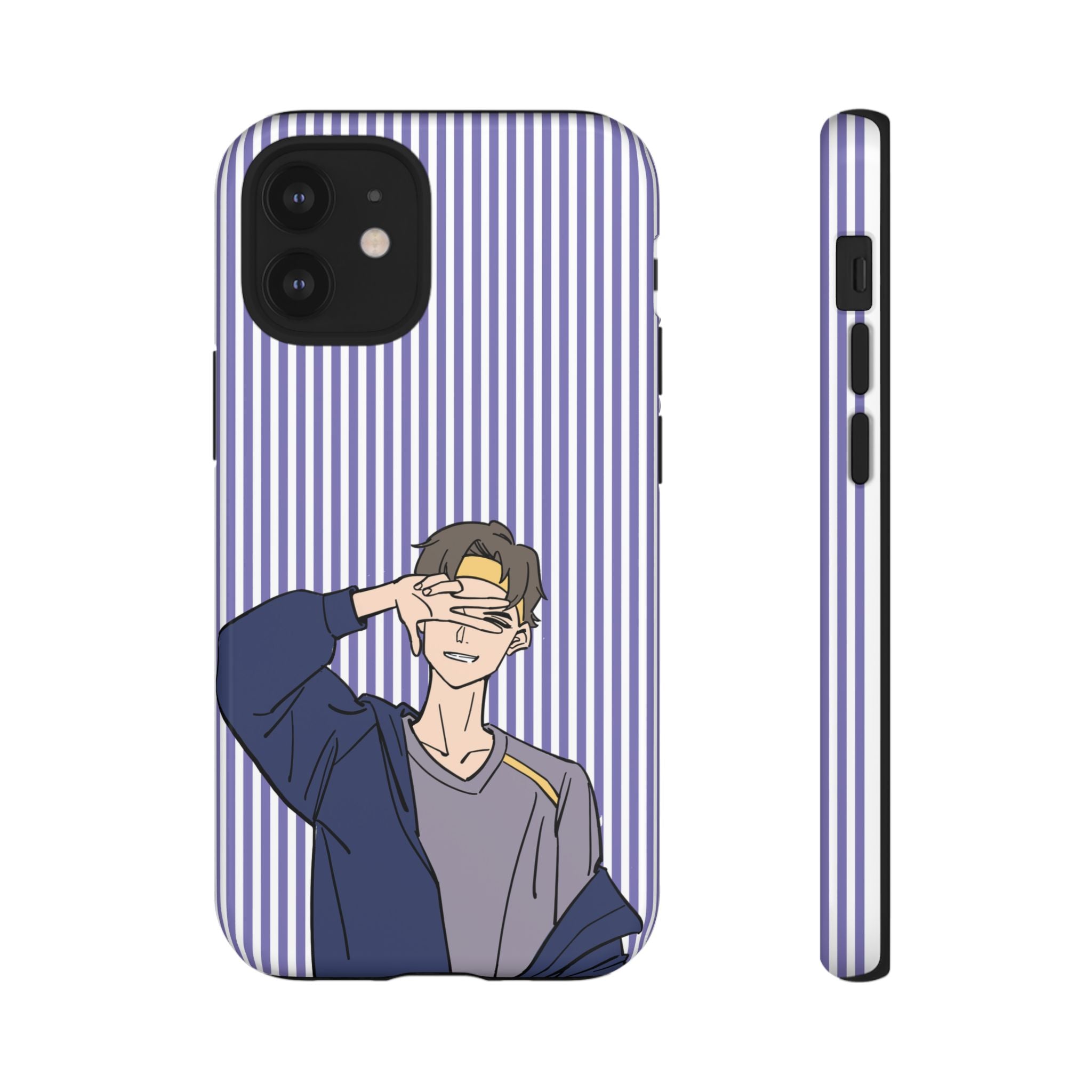 Casual Anime Guy Phone Case | Valentines Day Striped Lines phone case, Purple Stripe Iphone case - Iphone, Samsung and Pixel Mobile cases