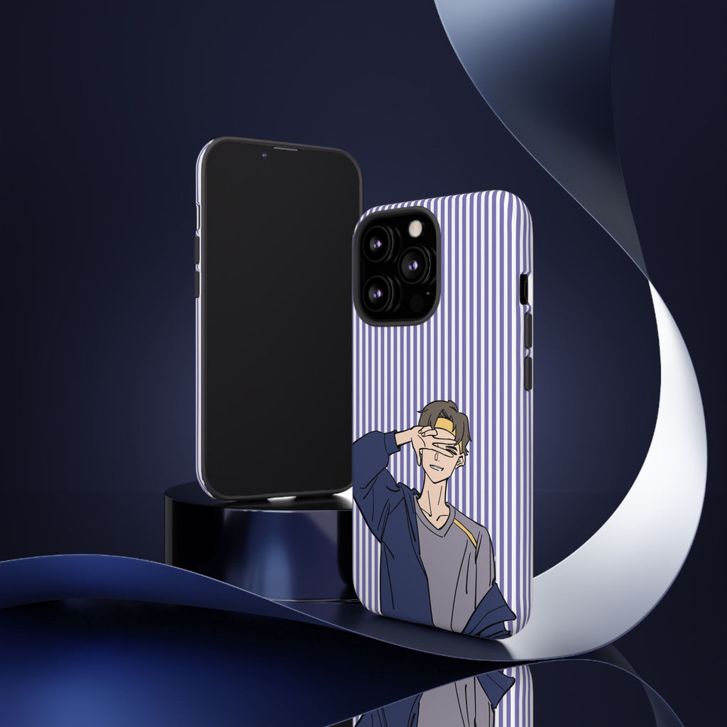 Casual Anime Guy Phone Case | Valentines Day Striped Lines phone case, Purple Stripe Iphone case - Iphone, Samsung and Pixel Mobile cases