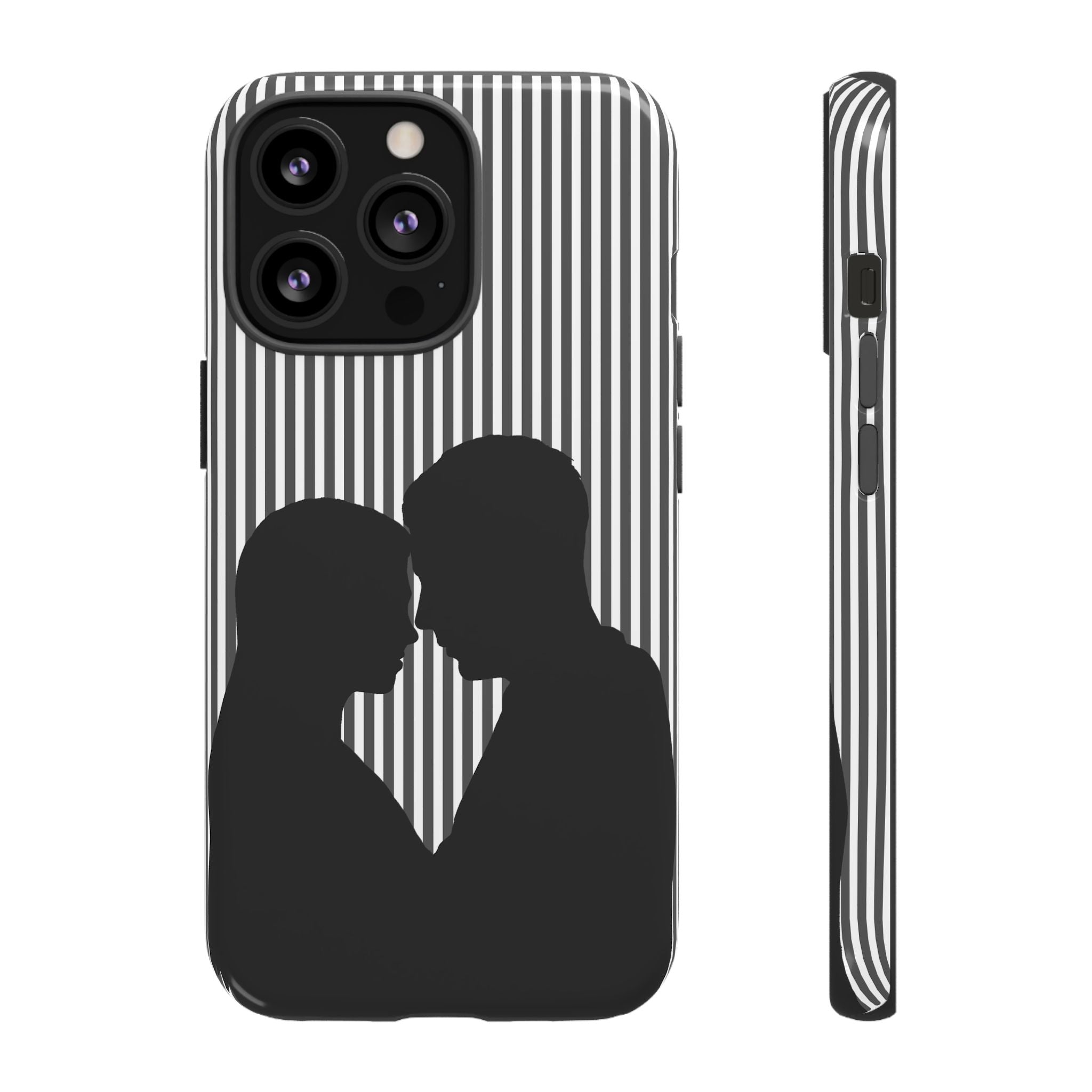 Silhouette Couple Phone Case | Galentines Day Striped Black and white phone case, Stripe Iphone case - Iphone, Samsung and Pixel Mobile case
