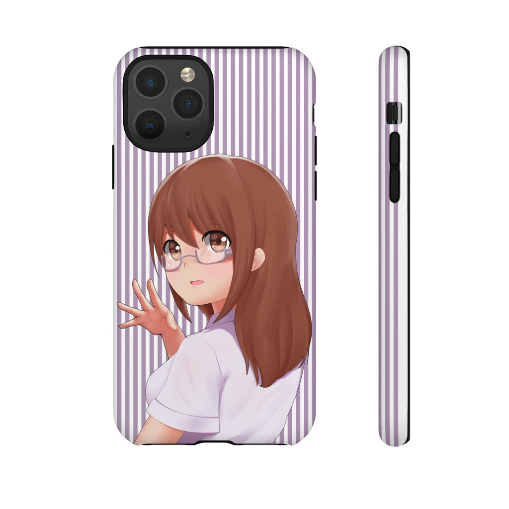 Galentines Day Striped lines mobile case, Glasses Anime Girl Stripe Iphone case | Tough Cases - Iphone, Samsung and Pixel Mobile cases