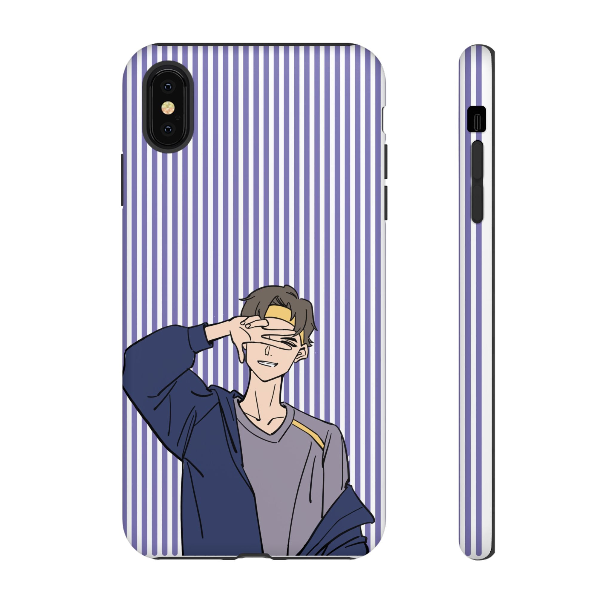 Casual Anime Guy Phone Case | Valentines Day Striped Lines phone case, Purple Stripe Iphone case - Iphone, Samsung and Pixel Mobile cases