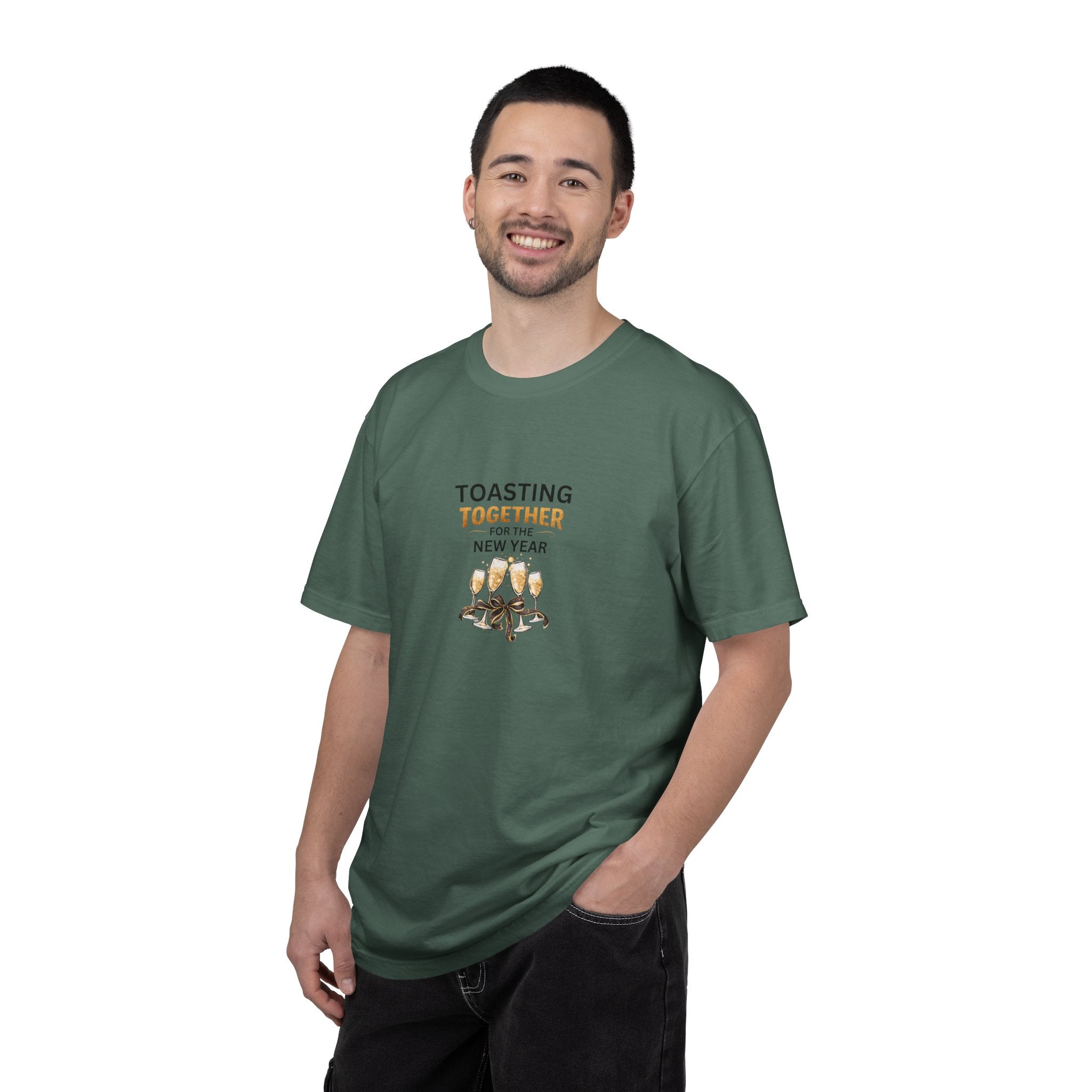 Toasting Together New Year Family Shirts, Matching New Years Eve Pajama Tops, Champagne Toast Outfit, Unisex Adult Youth Tee