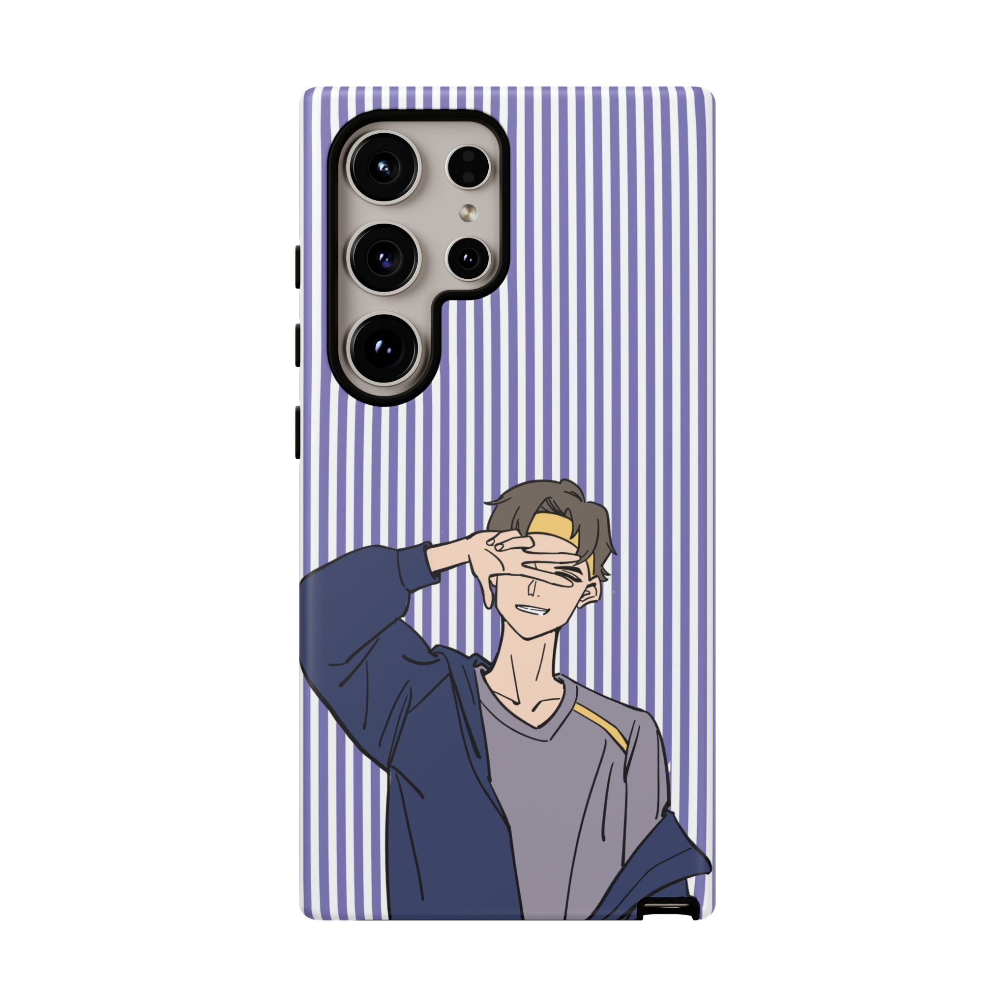Casual Anime Guy Phone Case | Valentines Day Striped Lines phone case, Purple Stripe Iphone case - Iphone, Samsung and Pixel Mobile cases