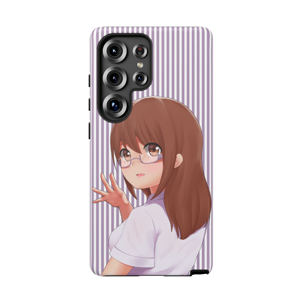Galentines Day Striped lines mobile case, Glasses Anime Girl Stripe Iphone case | Tough Cases - Iphone, Samsung and Pixel Mobile cases