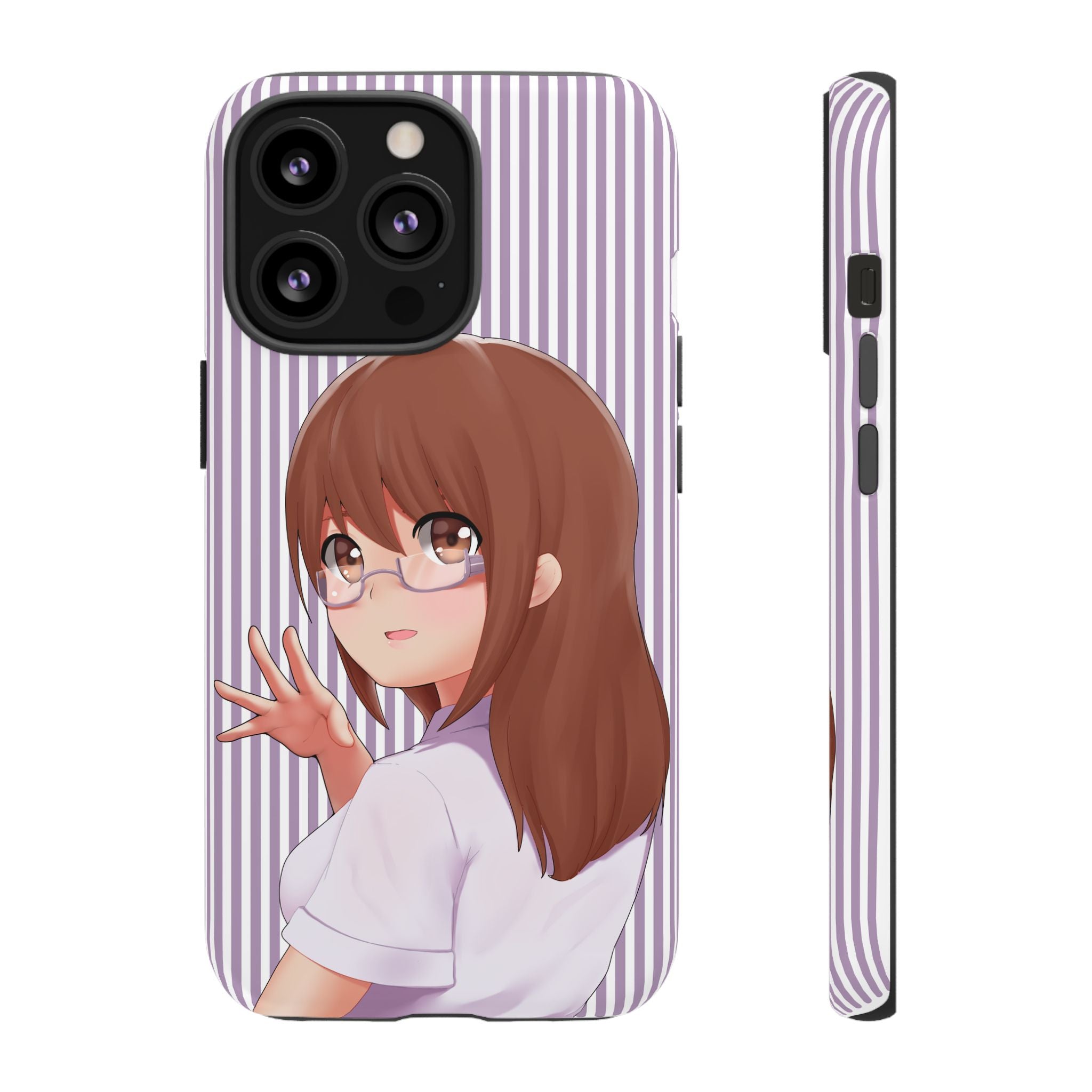 Galentines Day Striped lines mobile case, Glasses Anime Girl Stripe Iphone case | Tough Cases - Iphone, Samsung and Pixel Mobile cases