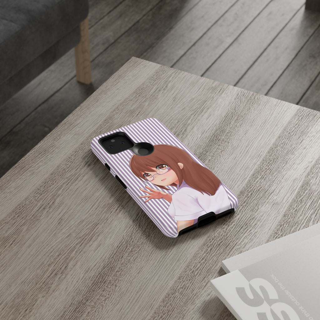 Galentines Day Striped lines mobile case, Glasses Anime Girl Stripe Iphone case | Tough Cases - Iphone, Samsung and Pixel Mobile cases