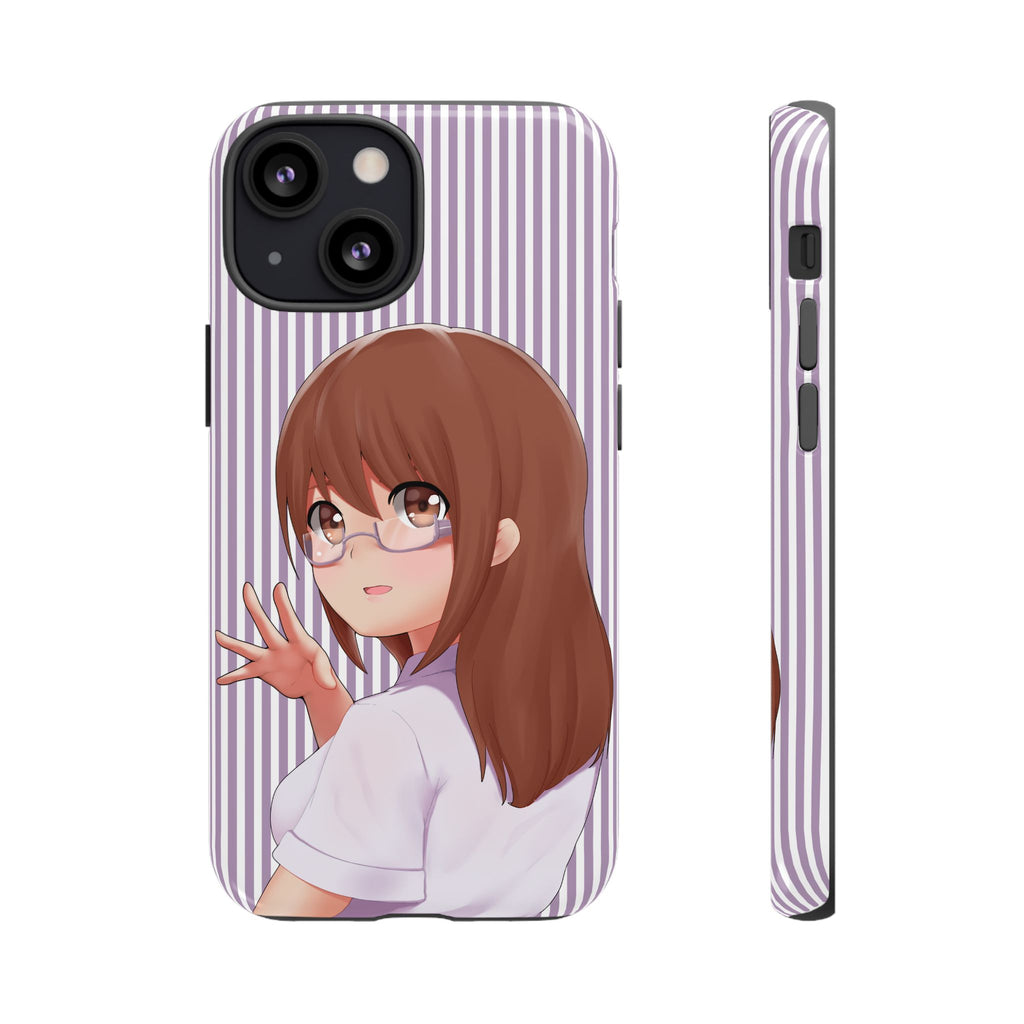 Galentines Day Striped lines mobile case, Glasses Anime Girl Stripe Iphone case | Tough Cases - Iphone, Samsung and Pixel Mobile cases