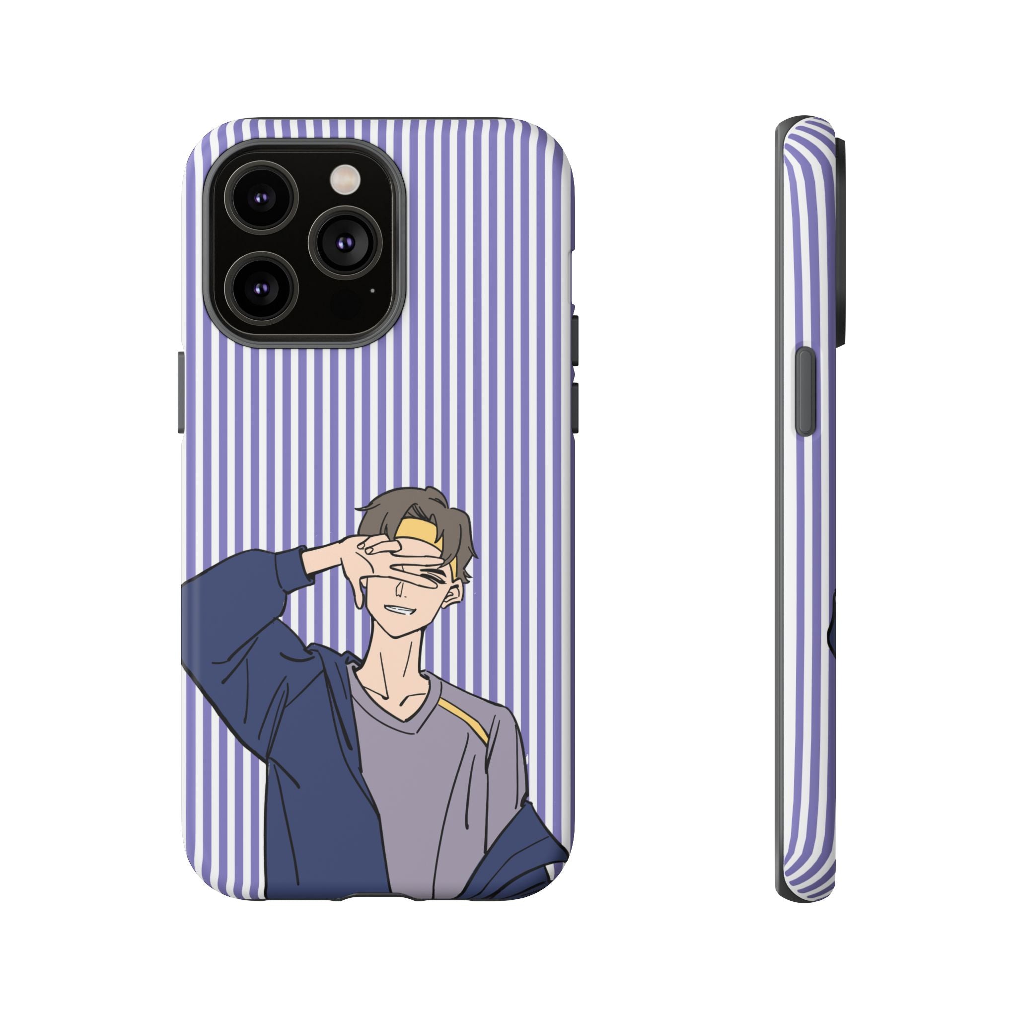 Casual Anime Guy Phone Case | Valentines Day Striped Lines phone case, Purple Stripe Iphone case - Iphone, Samsung and Pixel Mobile cases