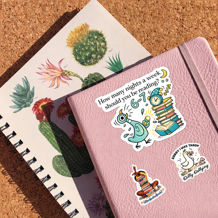 Hooked On Books Sticker | Black Girl Reading Vinyl Decal | Book Stack Reader Aesthetic | Booktok Bookworm Gift | Laptop Sticker