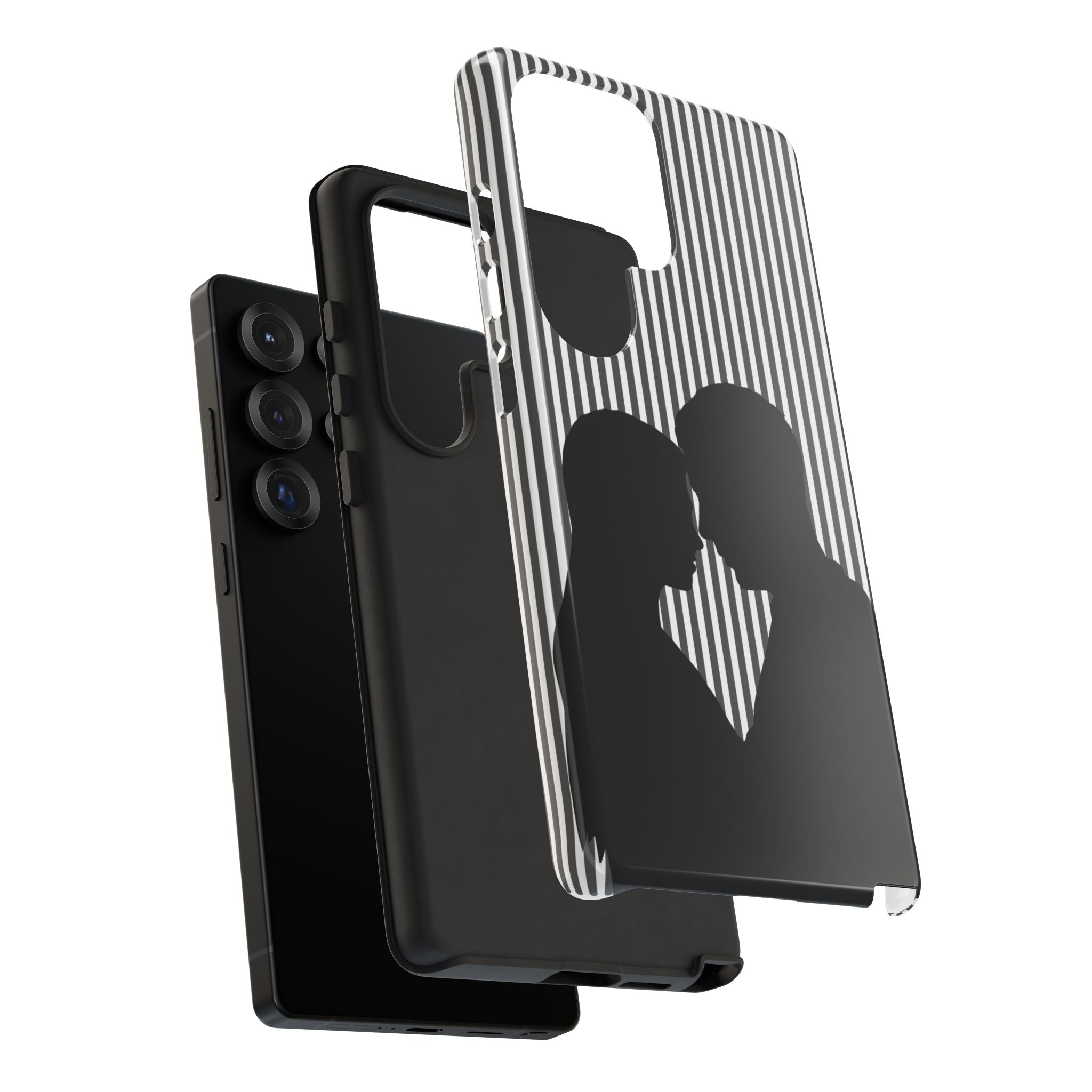 Silhouette Couple Phone Case | Galentines Day Striped Black and white phone case, Stripe Iphone case - Iphone, Samsung and Pixel Mobile case
