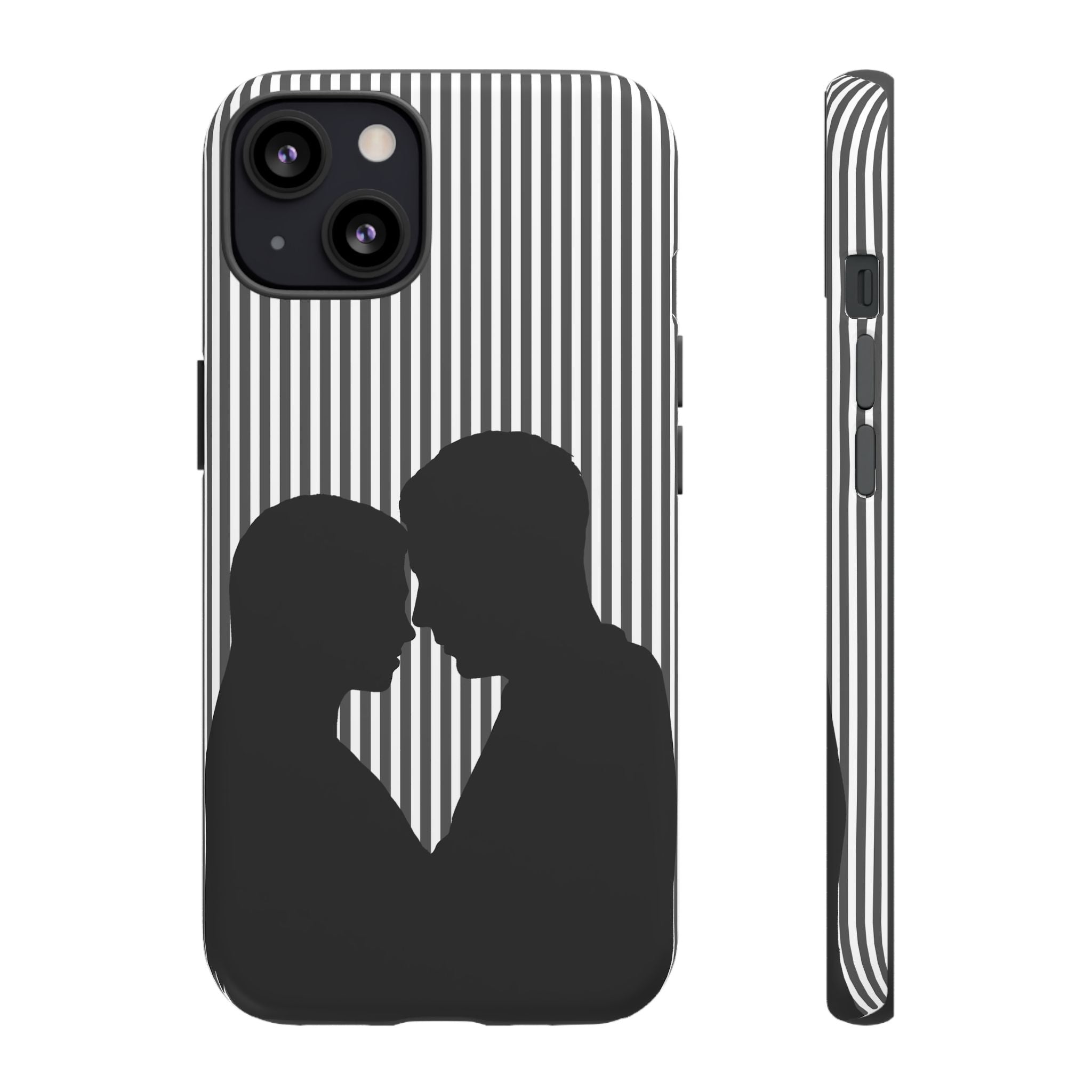 Silhouette Couple Phone Case | Galentines Day Striped Black and white phone case, Stripe Iphone case - Iphone, Samsung and Pixel Mobile case