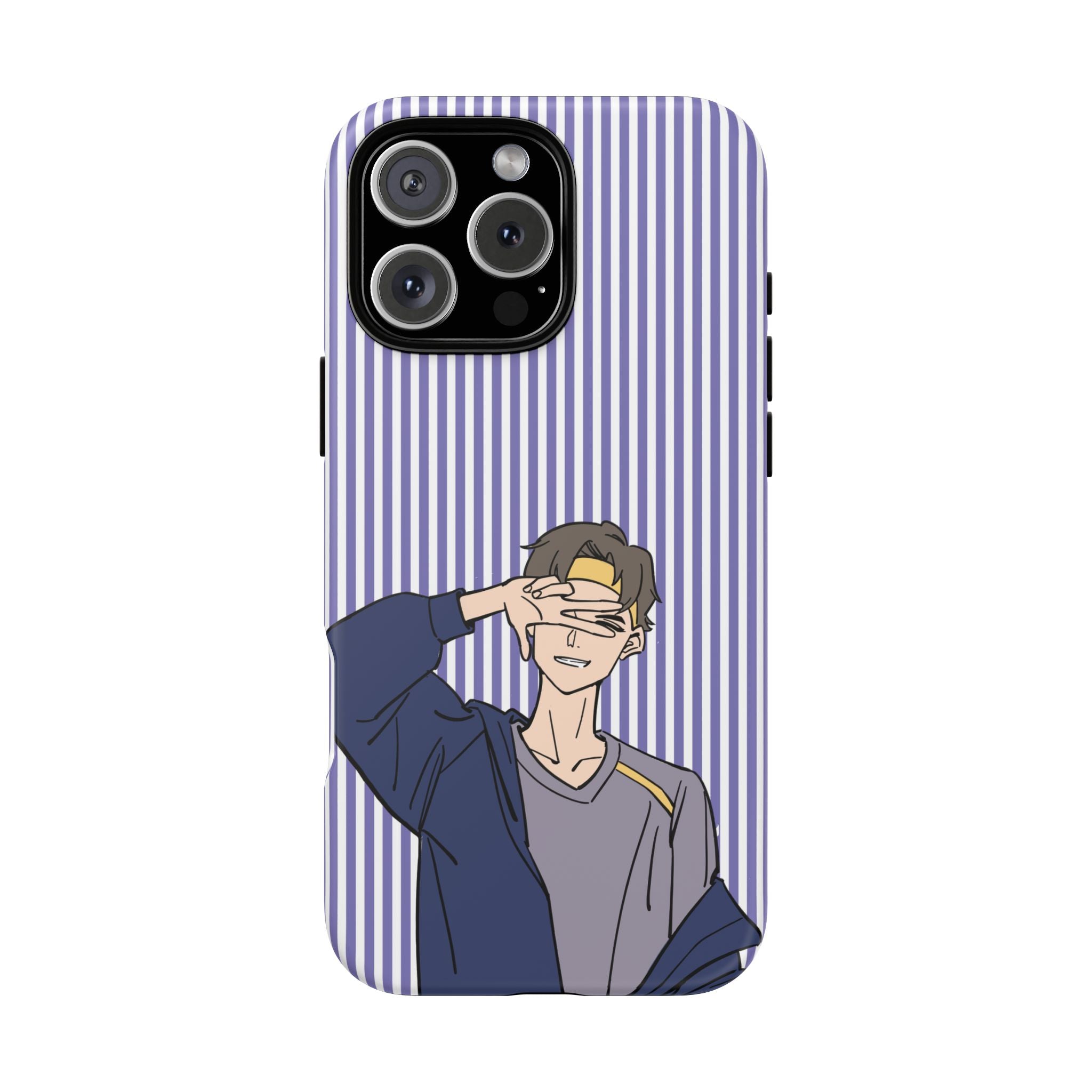 Casual Anime Guy Phone Case | Valentines Day Striped Lines phone case, Purple Stripe Iphone case - Iphone, Samsung and Pixel Mobile cases