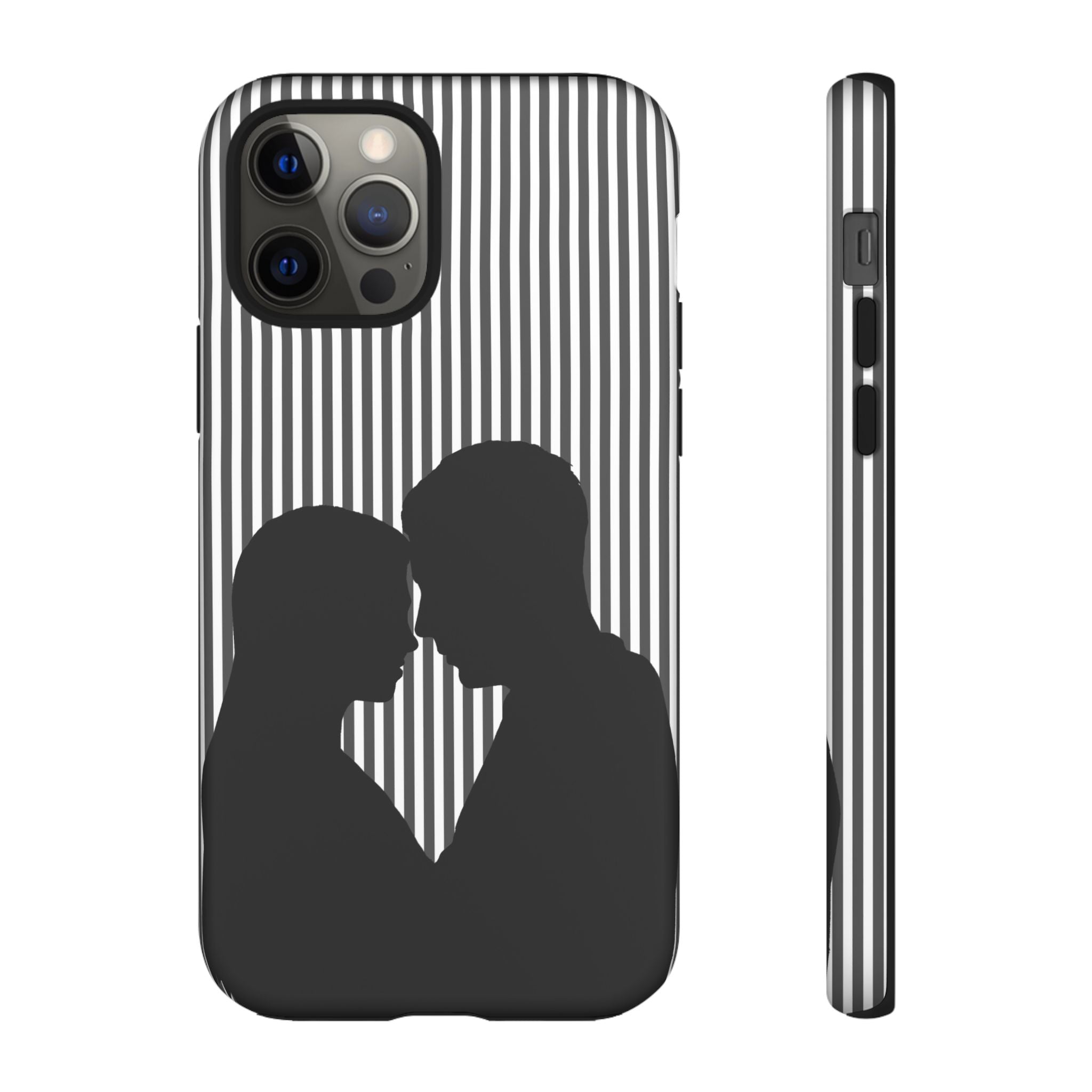 Silhouette Couple Phone Case | Galentines Day Striped Black and white phone case, Stripe Iphone case - Iphone, Samsung and Pixel Mobile case