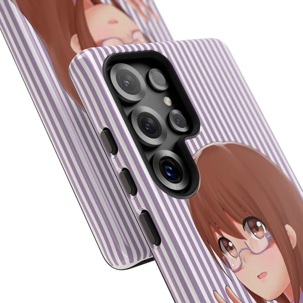 Galentines Day Striped lines mobile case, Glasses Anime Girl Stripe Iphone case | Tough Cases - Iphone, Samsung and Pixel Mobile cases