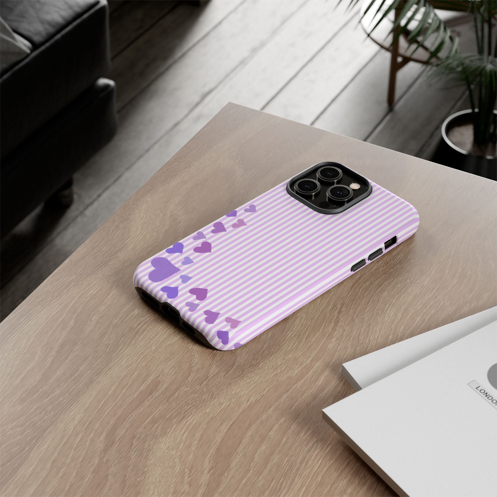 Valentines Day Striped hearts phone case, Purple Heart Floral Stripe Iphone case | Tough Cases - Iphone, Samsung and Pixel Mobile cases