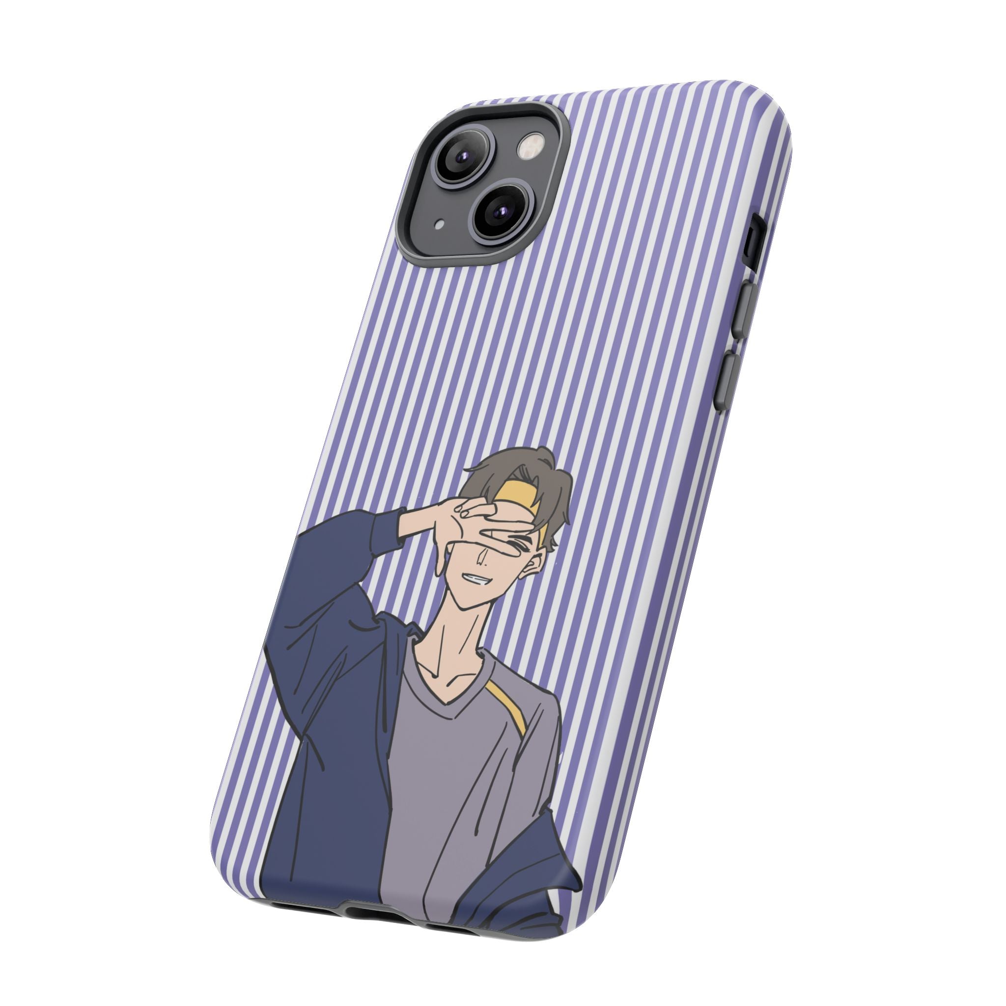 Casual Anime Guy Phone Case | Valentines Day Striped Lines phone case, Purple Stripe Iphone case - Iphone, Samsung and Pixel Mobile cases