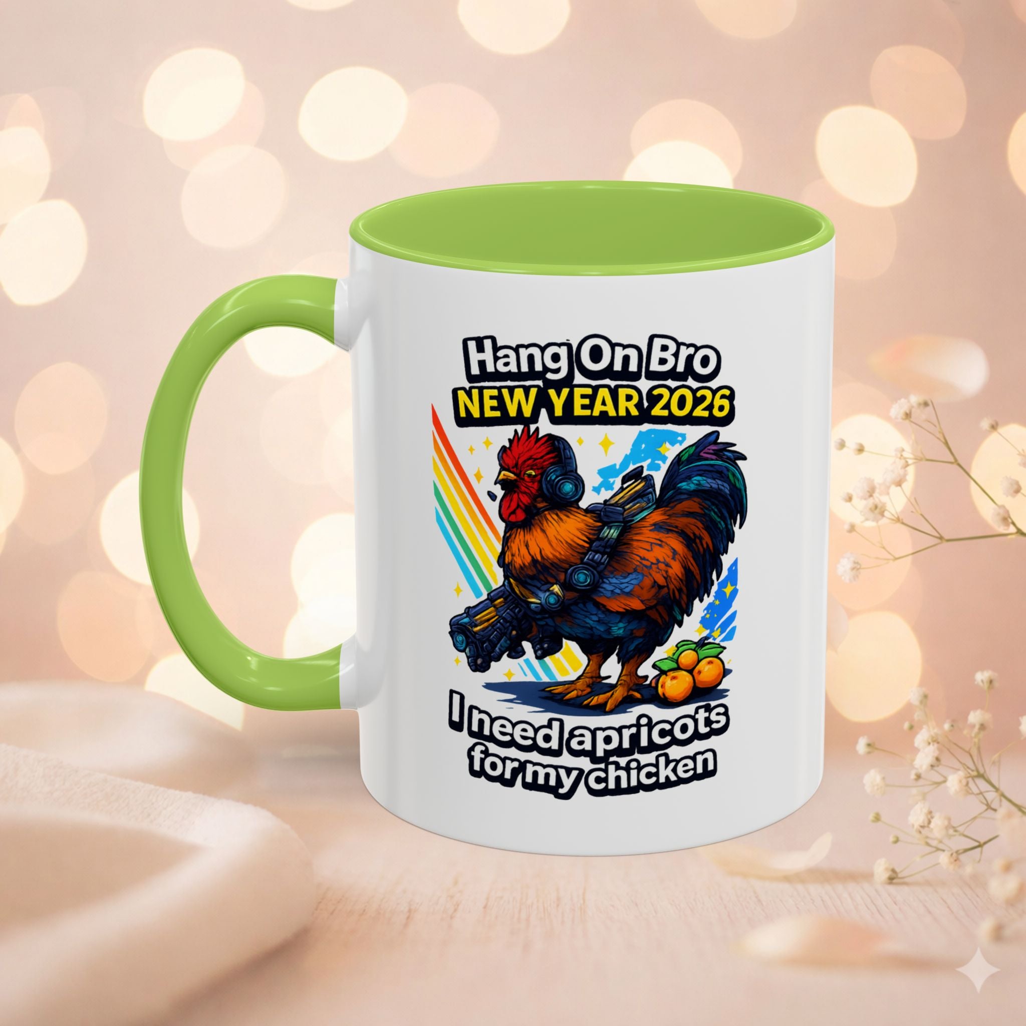 Hang On Bro 2026 Apricots Mug, Funny Rooster Gamer Coffee Mug 15oz Accent Cup, Arc Raiders Inspired Gift for Brother