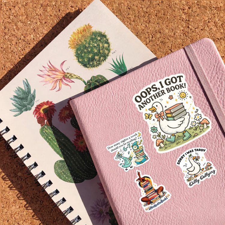 Hooked On Books Sticker | Black Girl Reading Vinyl Decal | Book Stack Reader Aesthetic | Booktok Bookworm Gift | Laptop Sticker