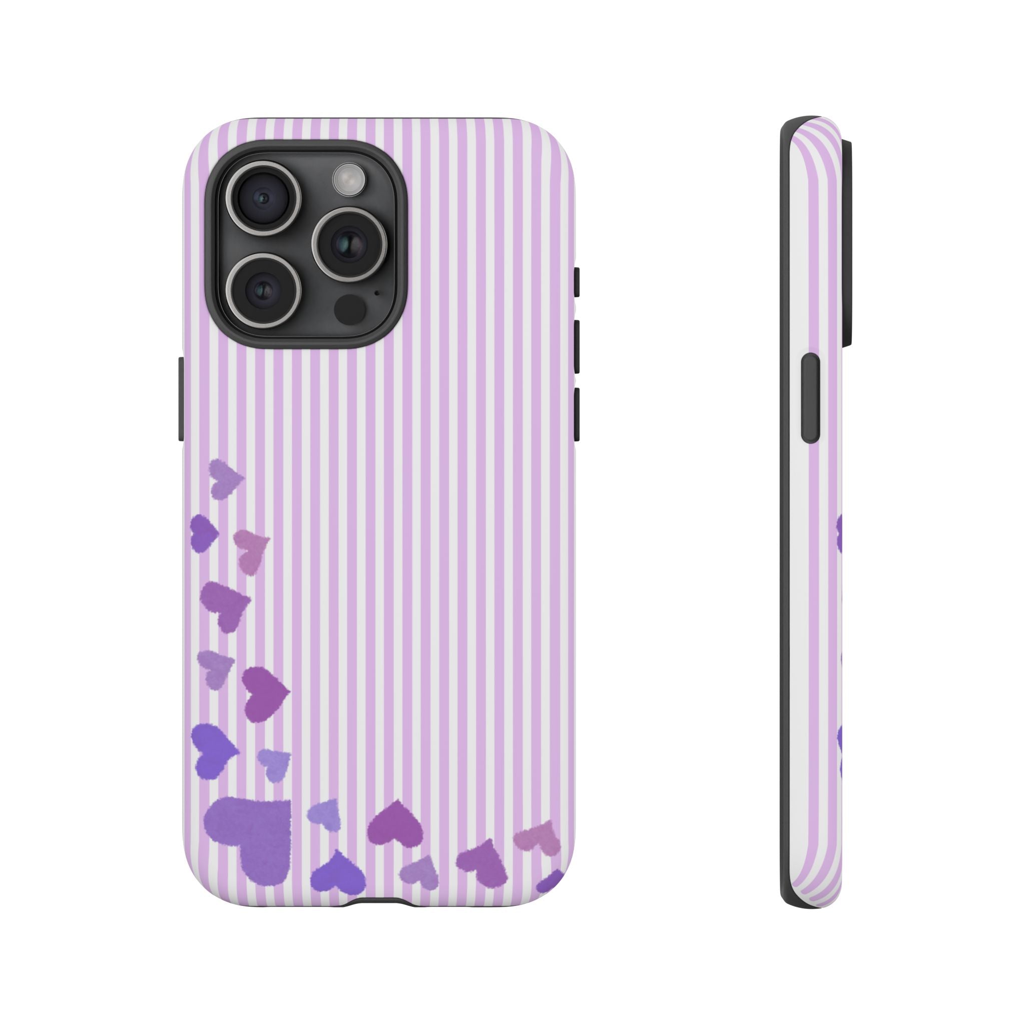 Valentines Day Striped hearts phone case, Purple Heart Floral Stripe Iphone case | Tough Cases - Iphone, Samsung and Pixel Mobile cases