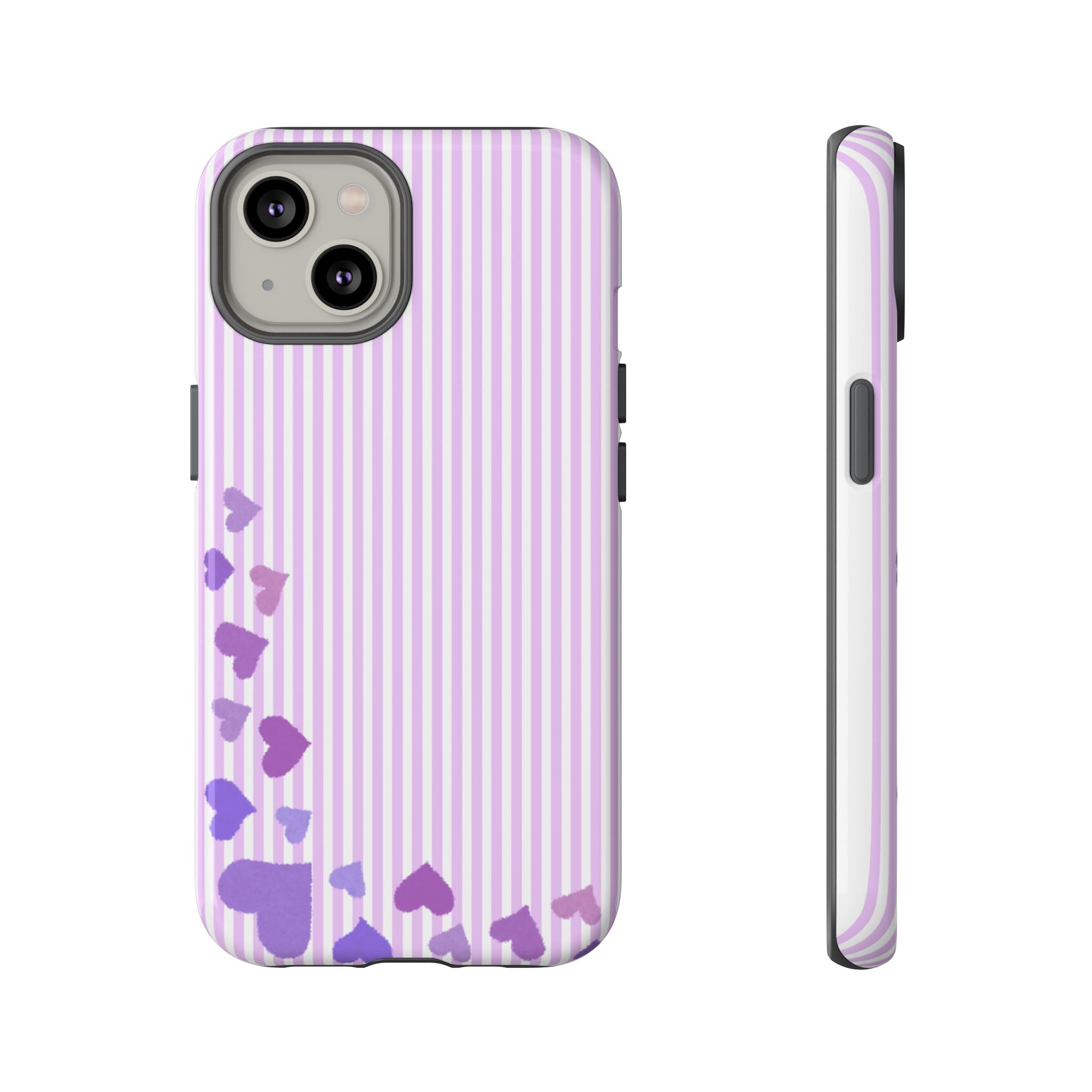 Valentines Day Striped hearts phone case, Purple Heart Floral Stripe Iphone case | Tough Cases - Iphone, Samsung and Pixel Mobile cases
