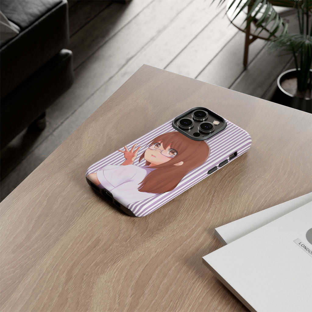 Galentines Day Striped lines mobile case, Glasses Anime Girl Stripe Iphone case | Tough Cases - Iphone, Samsung and Pixel Mobile cases