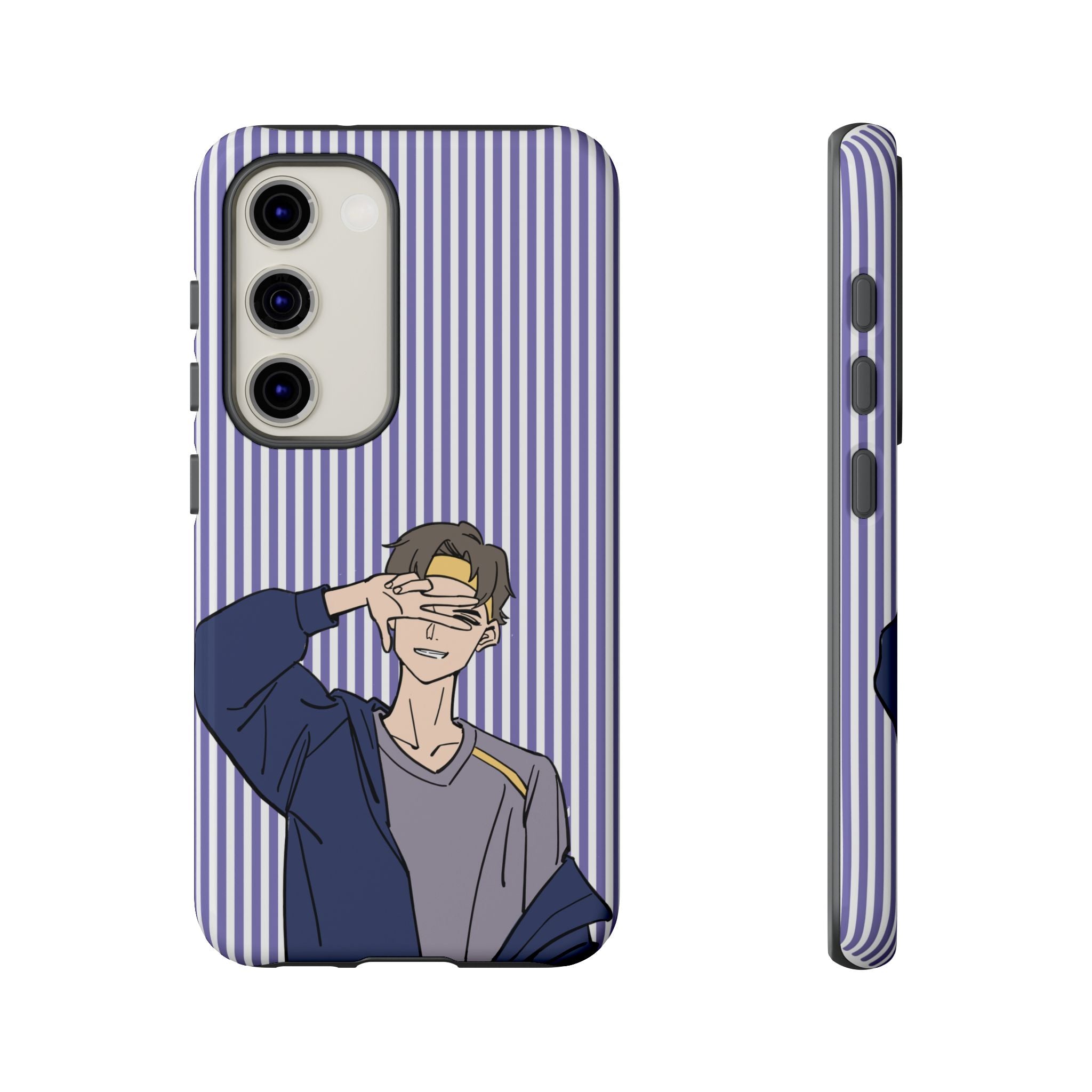 Casual Anime Guy Phone Case | Valentines Day Striped Lines phone case, Purple Stripe Iphone case - Iphone, Samsung and Pixel Mobile cases