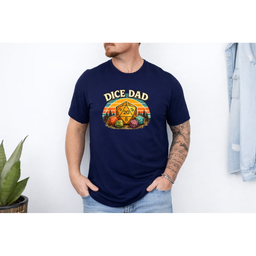 Dice Dad Shirt, DND Dad Gift, Funny Dungeons and Dragons Tee, Tabletop RPG Gamer Shirt, D20 Dice T Shirt for Father, Nerd Dad