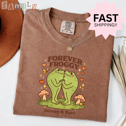 Custom Frog Couple Shirt | Forever Froggy T-Shirt | Personalized Names Tee | Cute Valentine Gift for Couples | Anniversary Shirt