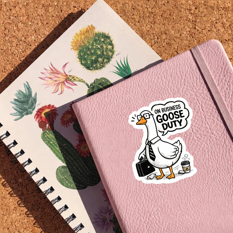 On Business Goose Duty Sticker | Funny Work Goose Vinyl Decal | Office Humor Sticker | Laptop Water Bottle Sticker | Cute Goose