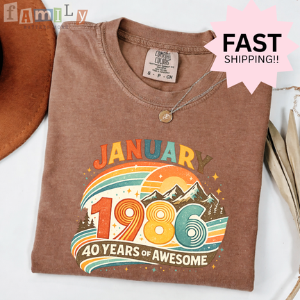 40th Birthday Retro Tshirt, 1986 Birthday Sweatshirt Gift, 40 Years Bday Number Hoodie for Women / Men, Forties Bday Tee For Wife Or Husband