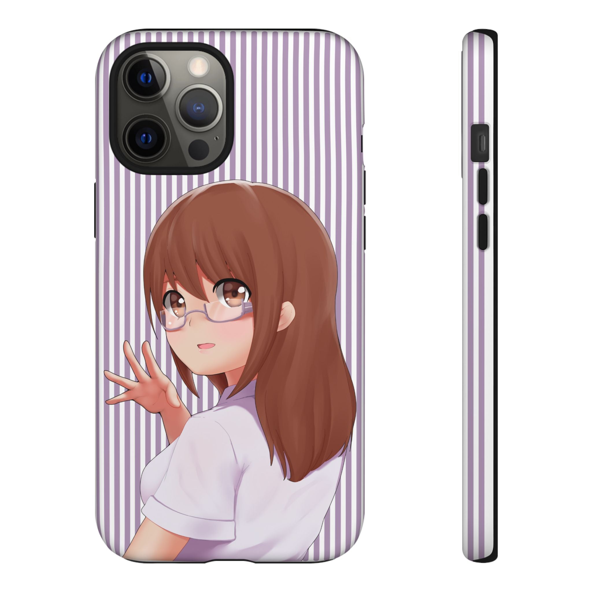 Galentines Day Striped lines mobile case, Glasses Anime Girl Stripe Iphone case | Tough Cases - Iphone, Samsung and Pixel Mobile cases