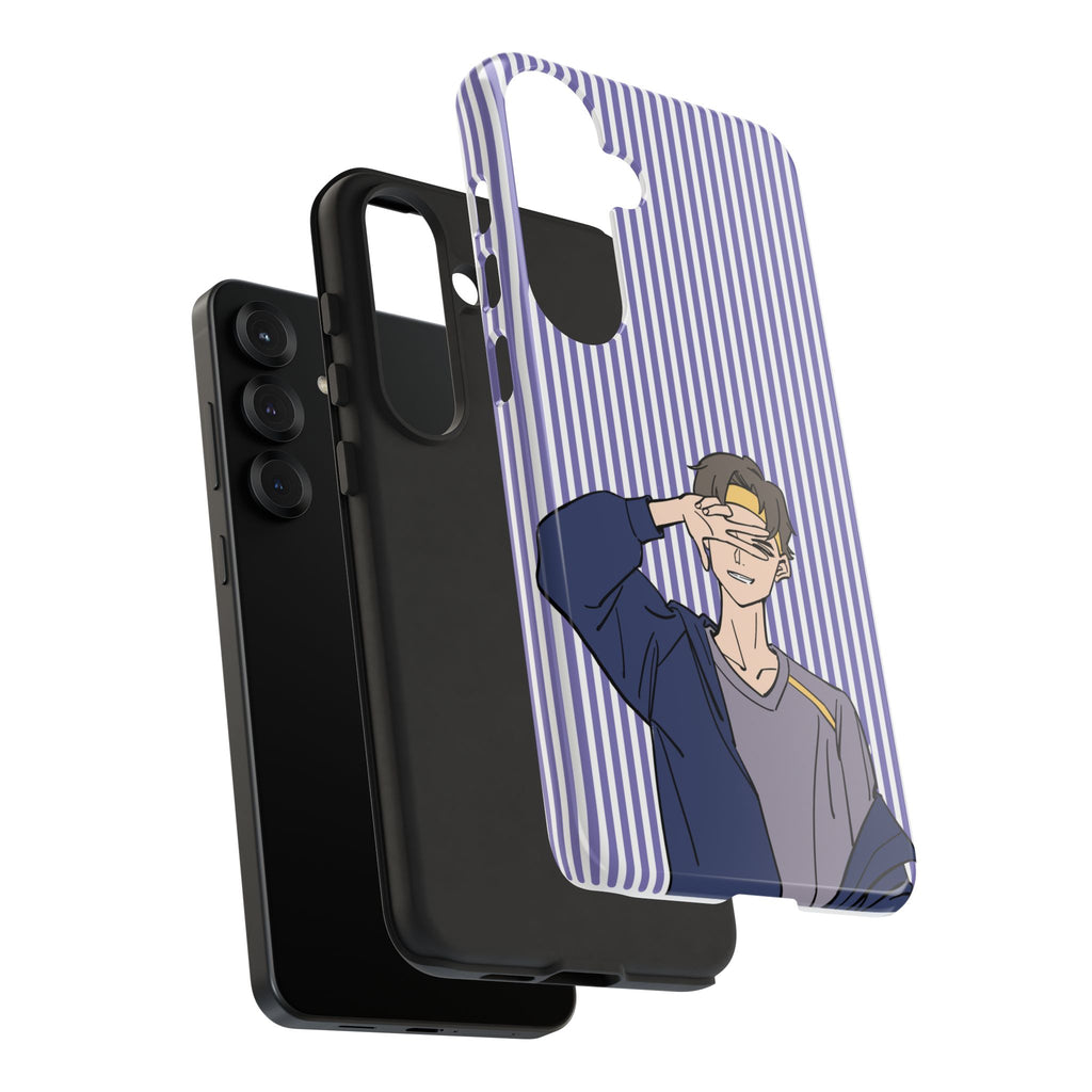 Casual Anime Guy Phone Case | Valentines Day Striped Lines phone case, Purple Stripe Iphone case - Iphone, Samsung and Pixel Mobile cases