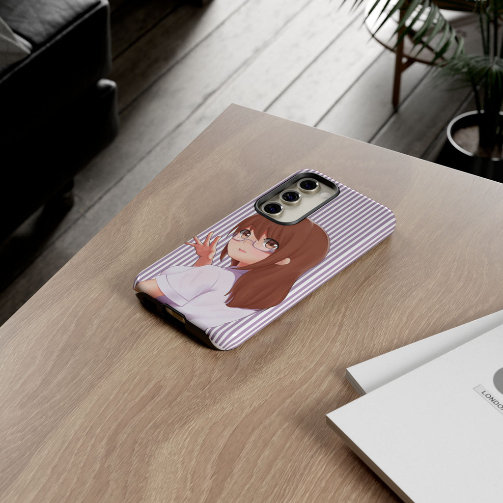 Galentines Day Striped lines mobile case, Glasses Anime Girl Stripe Iphone case | Tough Cases - Iphone, Samsung and Pixel Mobile cases