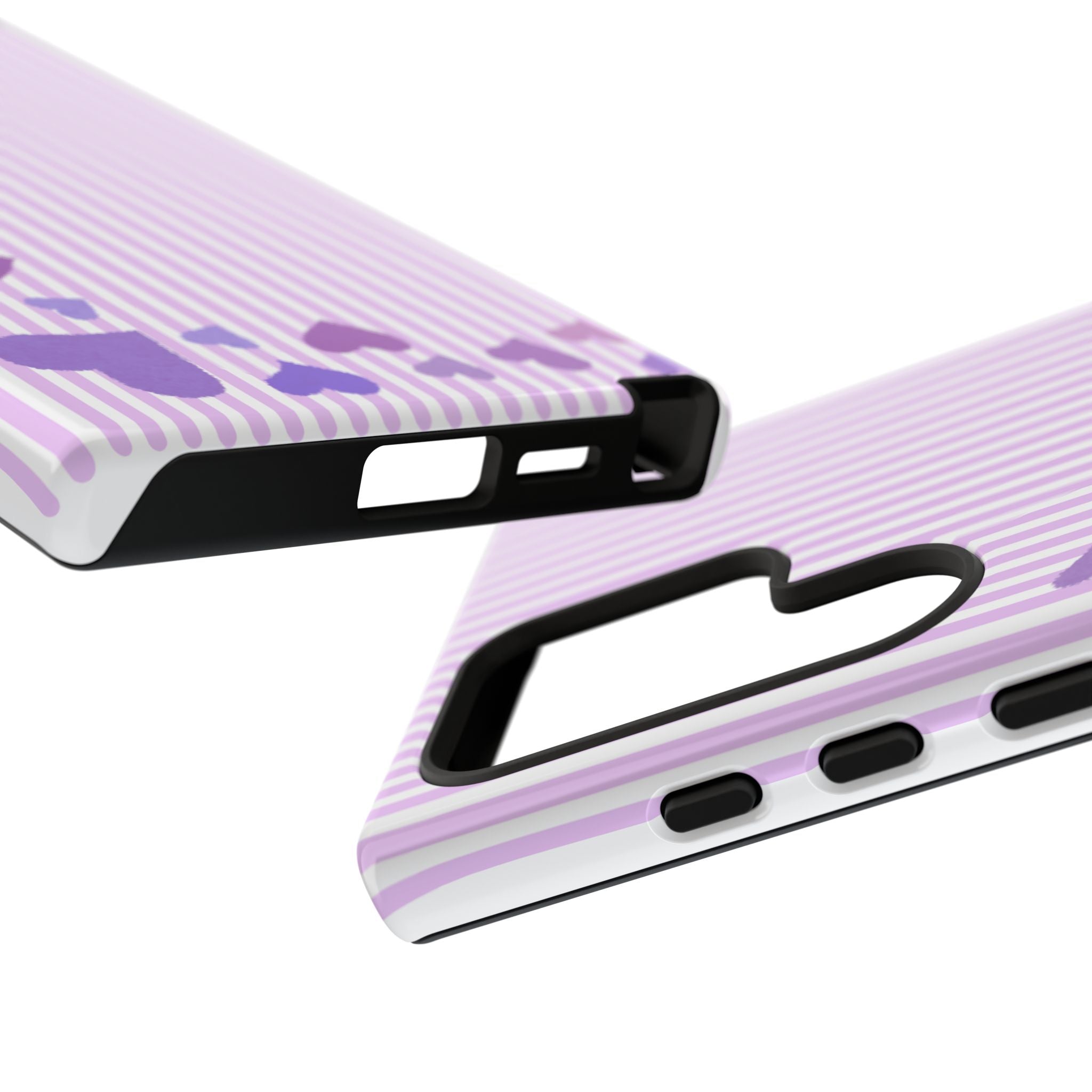 Valentines Day Striped hearts phone case, Purple Heart Floral Stripe Iphone case | Tough Cases - Iphone, Samsung and Pixel Mobile cases