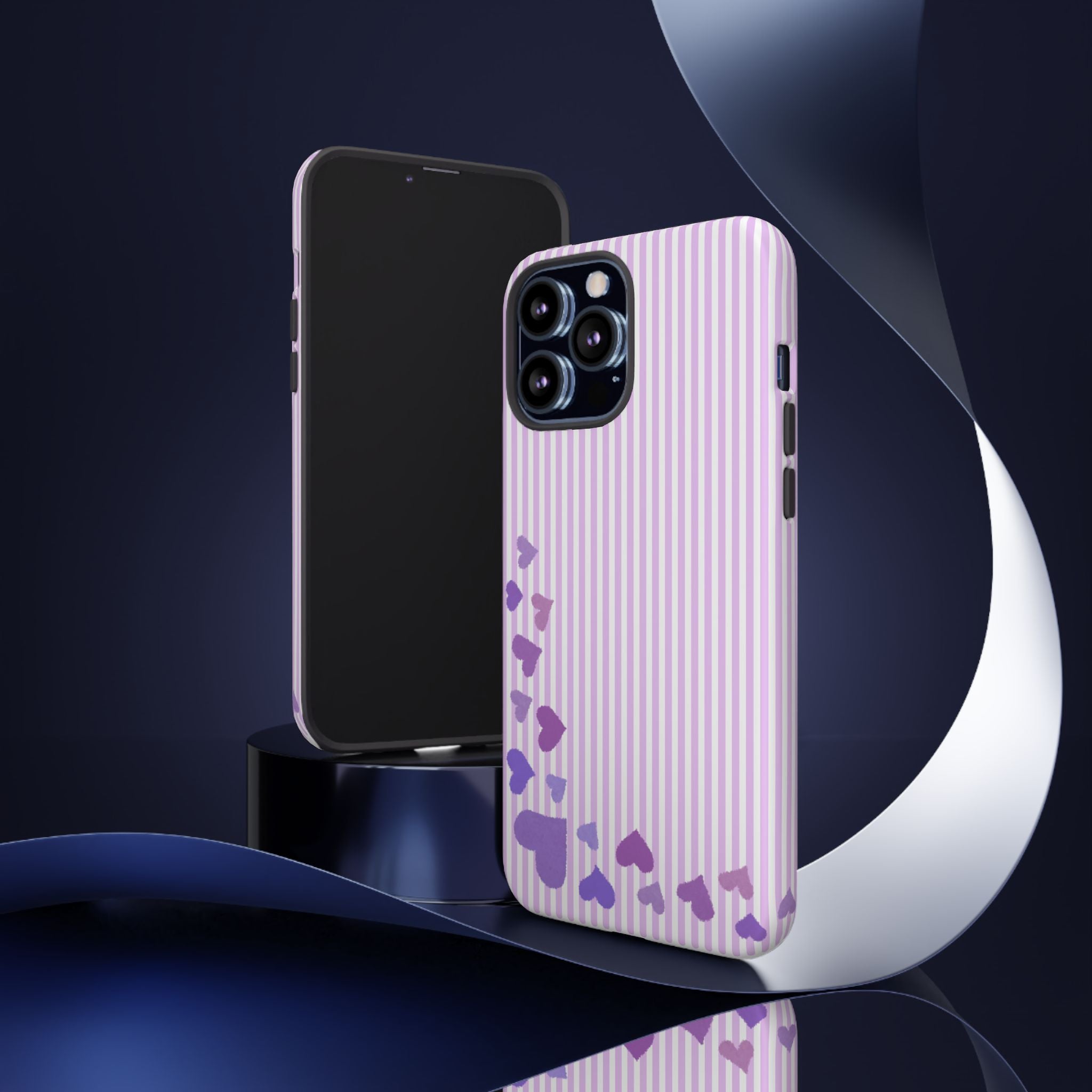Valentines Day Striped hearts phone case, Purple Heart Floral Stripe Iphone case | Tough Cases - Iphone, Samsung and Pixel Mobile cases
