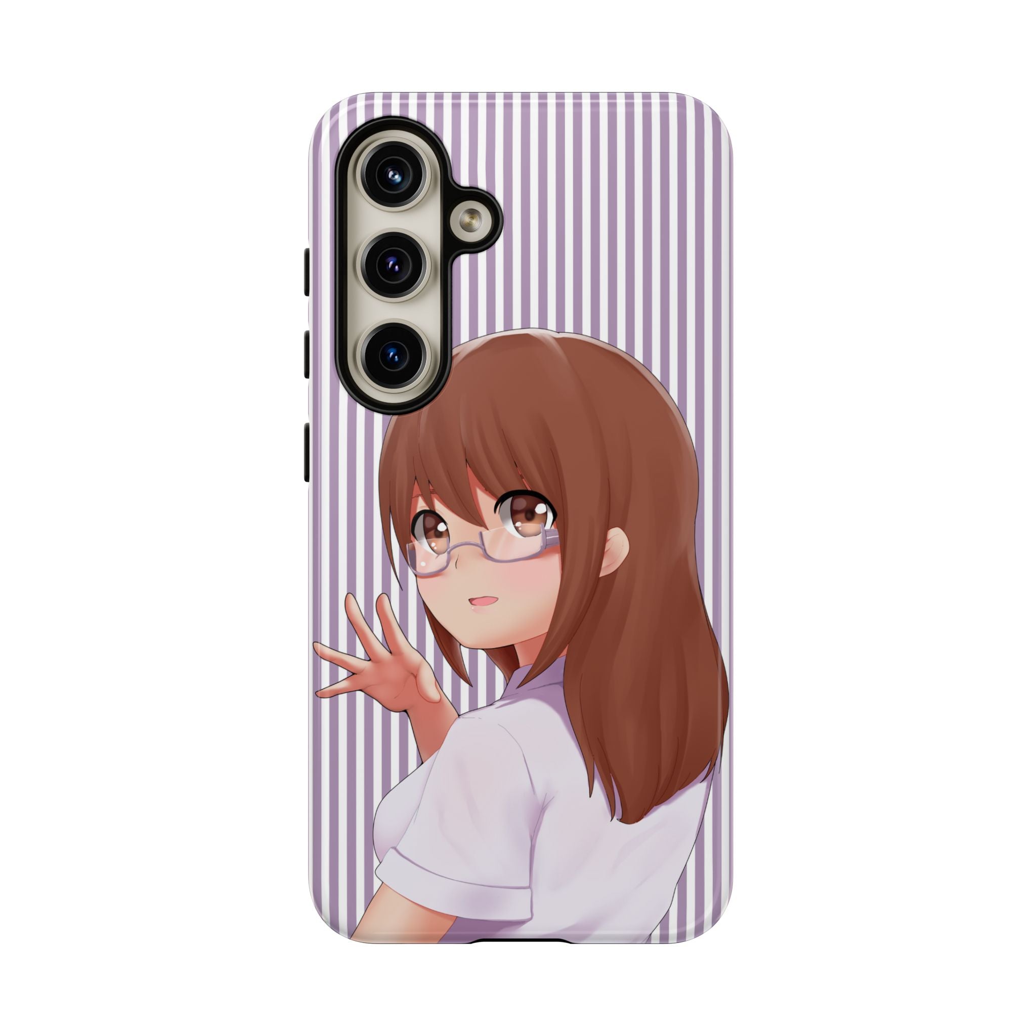 Galentines Day Striped lines mobile case, Glasses Anime Girl Stripe Iphone case | Tough Cases - Iphone, Samsung and Pixel Mobile cases
