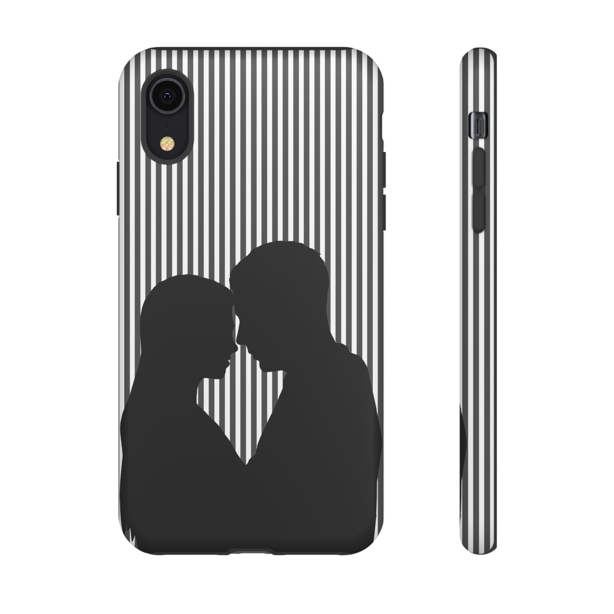 Silhouette Couple Phone Case | Galentines Day Striped Black and white phone case, Stripe Iphone case - Iphone, Samsung and Pixel Mobile case