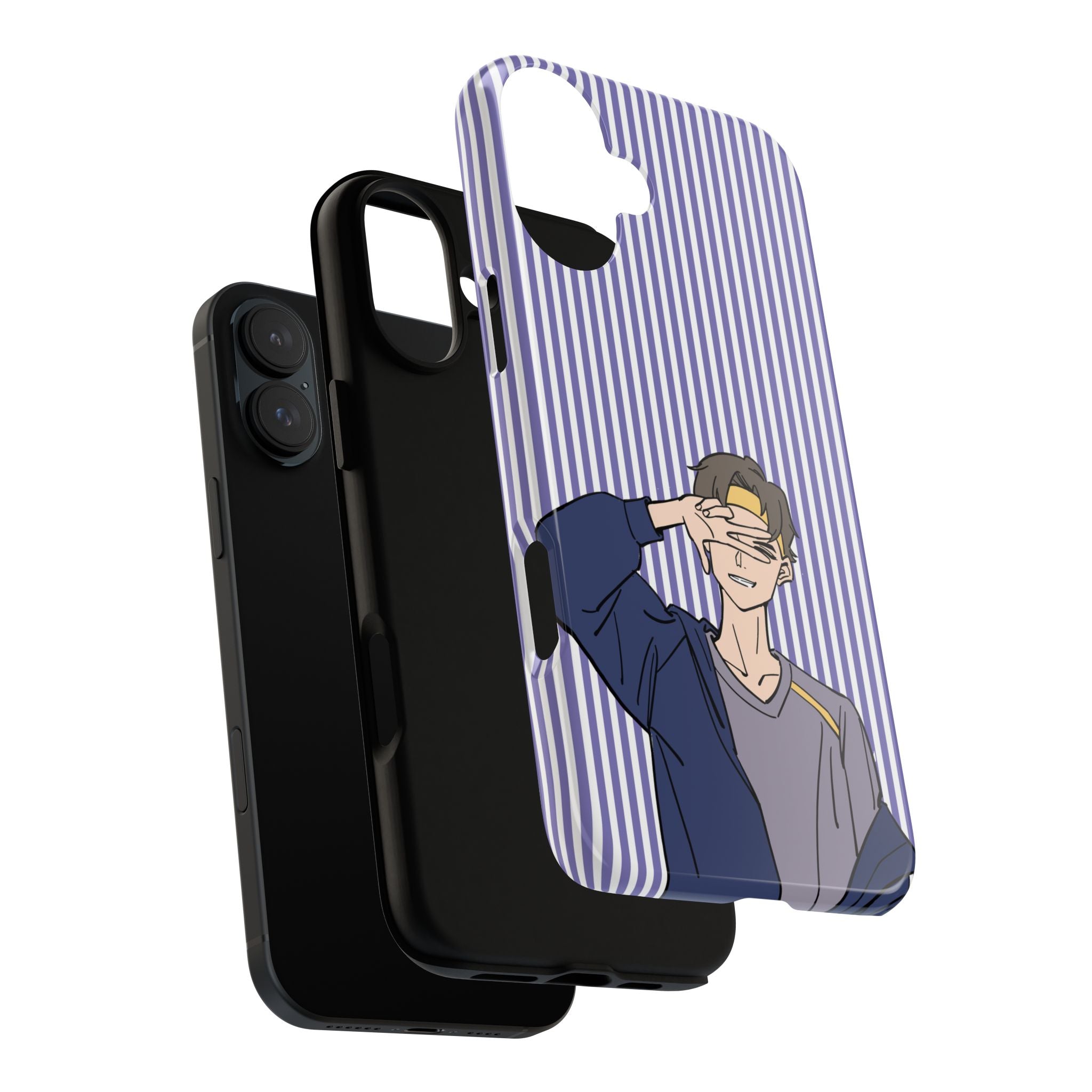 Casual Anime Guy Phone Case | Valentines Day Striped Lines phone case, Purple Stripe Iphone case - Iphone, Samsung and Pixel Mobile cases