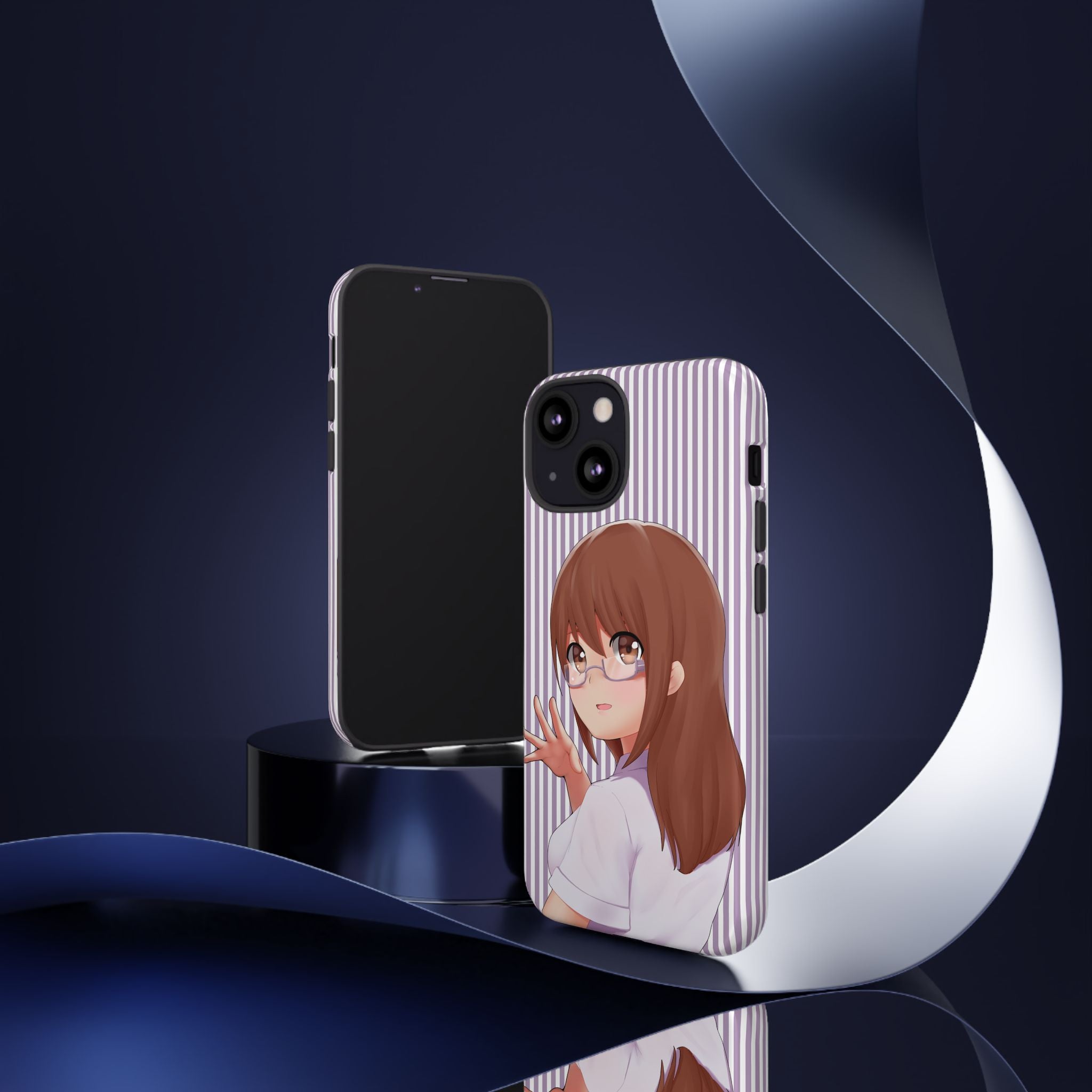 Galentines Day Striped lines mobile case, Glasses Anime Girl Stripe Iphone case | Tough Cases - Iphone, Samsung and Pixel Mobile cases