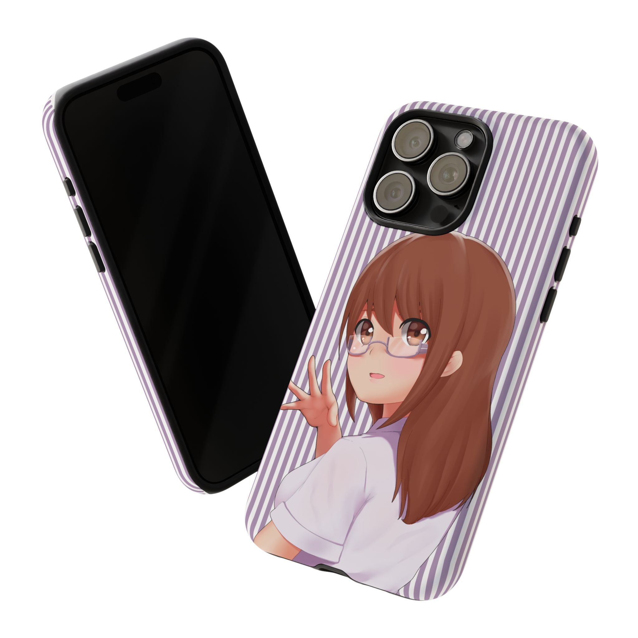 Galentines Day Striped lines mobile case, Glasses Anime Girl Stripe Iphone case | Tough Cases - Iphone, Samsung and Pixel Mobile cases