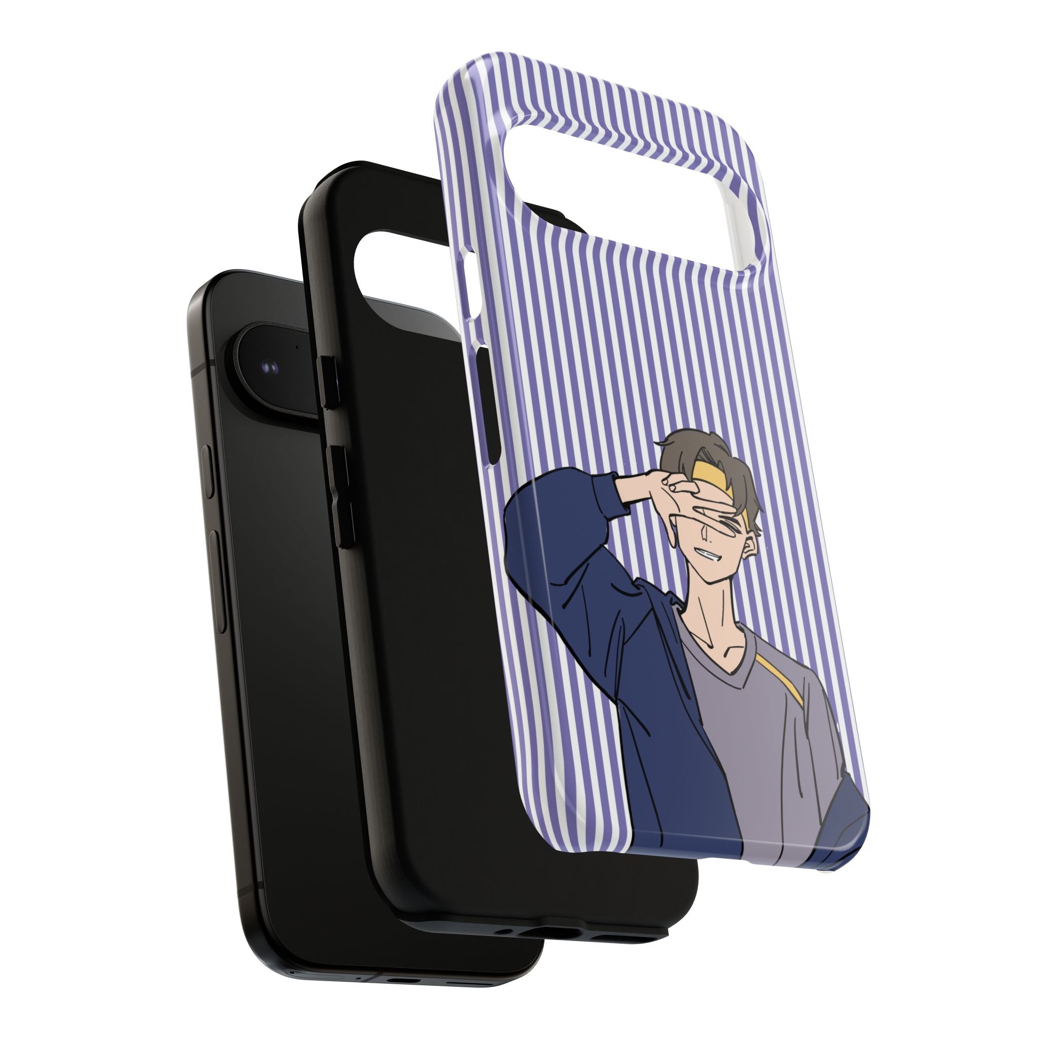 Casual Anime Guy Phone Case | Valentines Day Striped Lines phone case, Purple Stripe Iphone case - Iphone, Samsung and Pixel Mobile cases