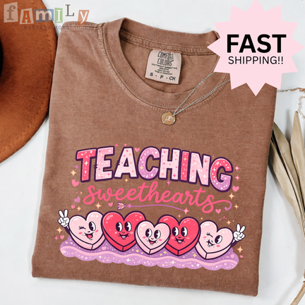 Teaching Sweethearts Shirt, Valentines Teacher Comfort Colors Tee, Cute Heart Teacher Valentine Shirt, Elementary Teacher Gift, Feb 14