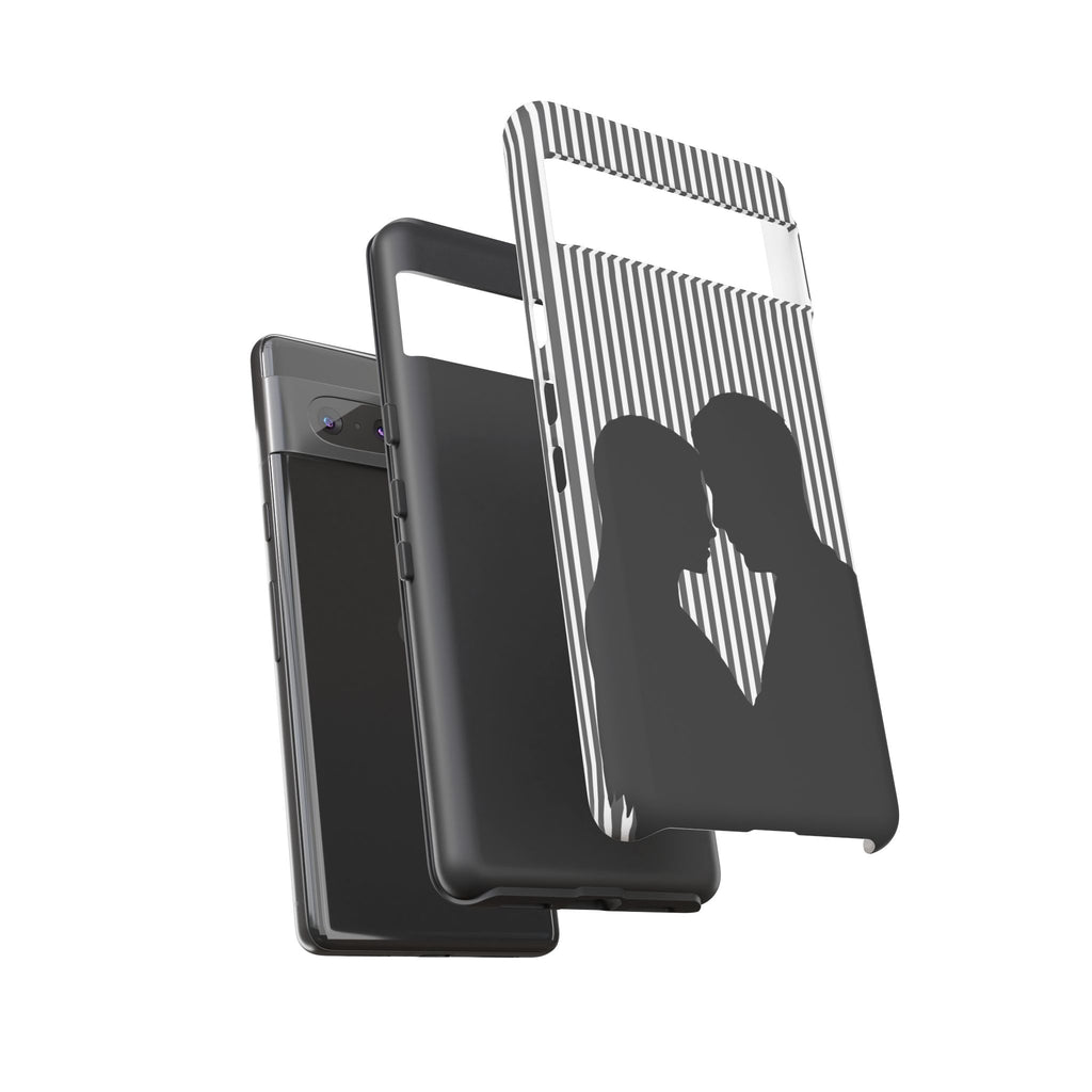 Silhouette Couple Phone Case | Galentines Day Striped Black and white phone case, Stripe Iphone case - Iphone, Samsung and Pixel Mobile case
