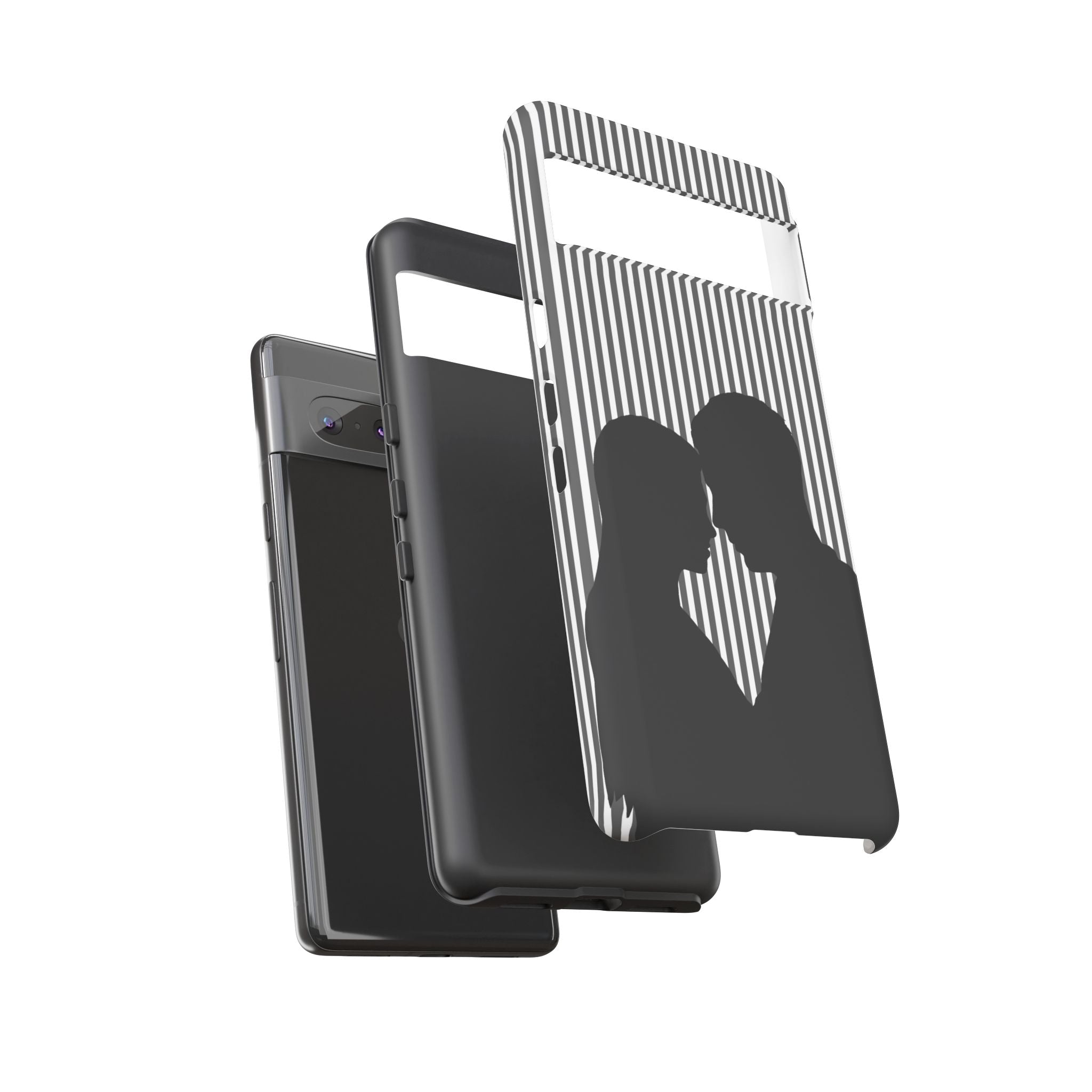 Silhouette Couple Phone Case | Galentines Day Striped Black and white phone case, Stripe Iphone case - Iphone, Samsung and Pixel Mobile case